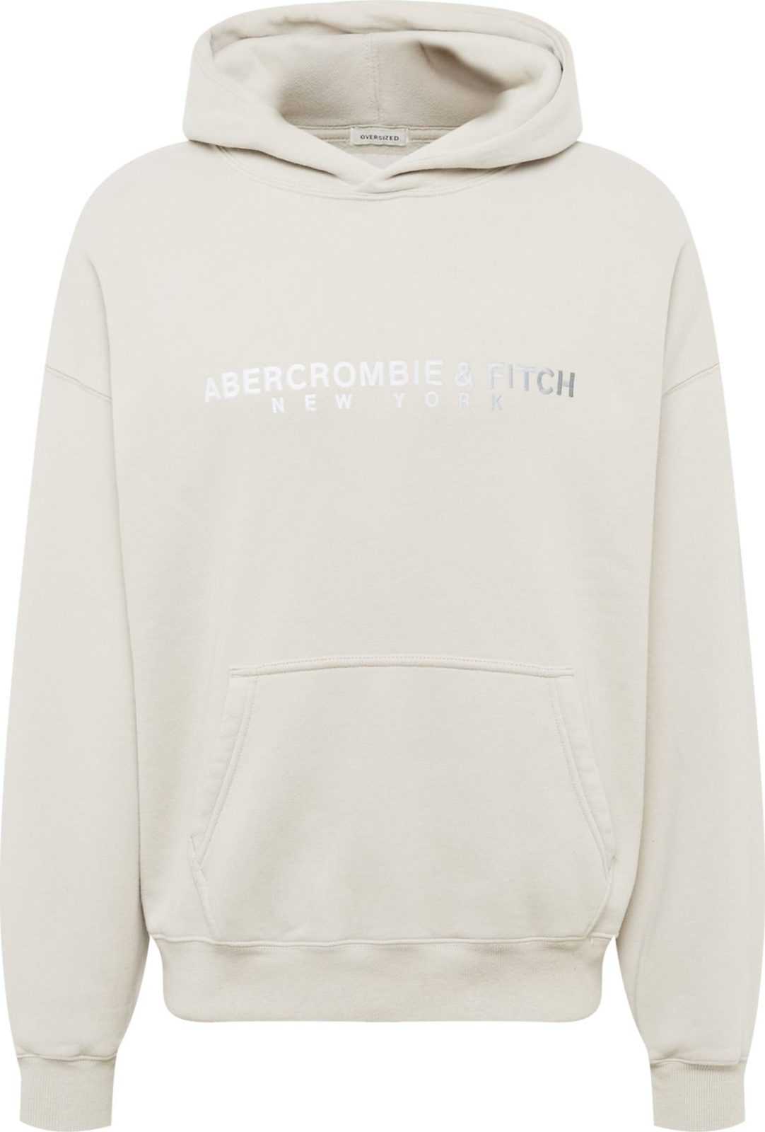 Abercrombie & Fitch Mikina béžová / stříbrně šedá