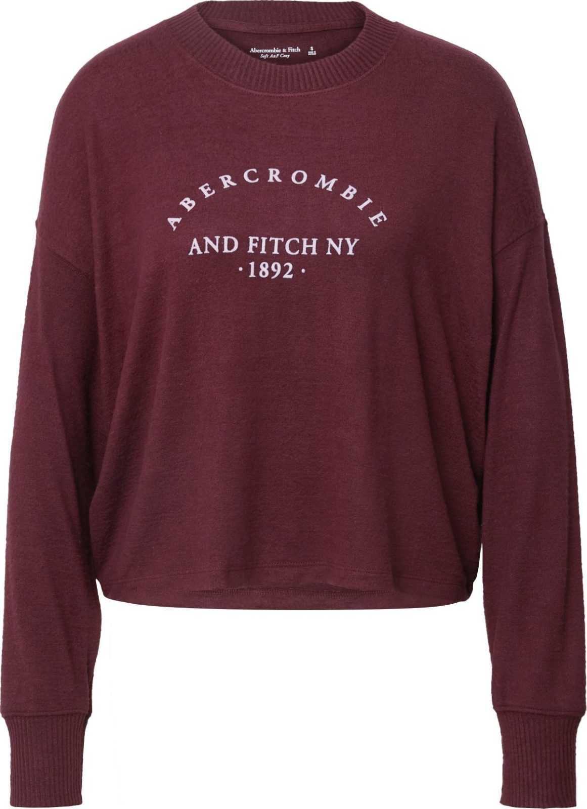 Abercrombie & Fitch Tričko burgundská červeň / bílá