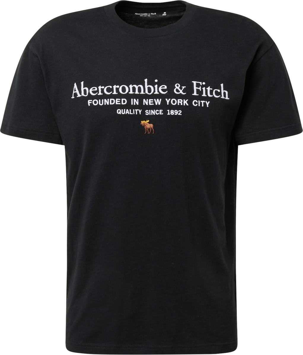 Abercrombie & Fitch Tričko hnědá / černá / bílá