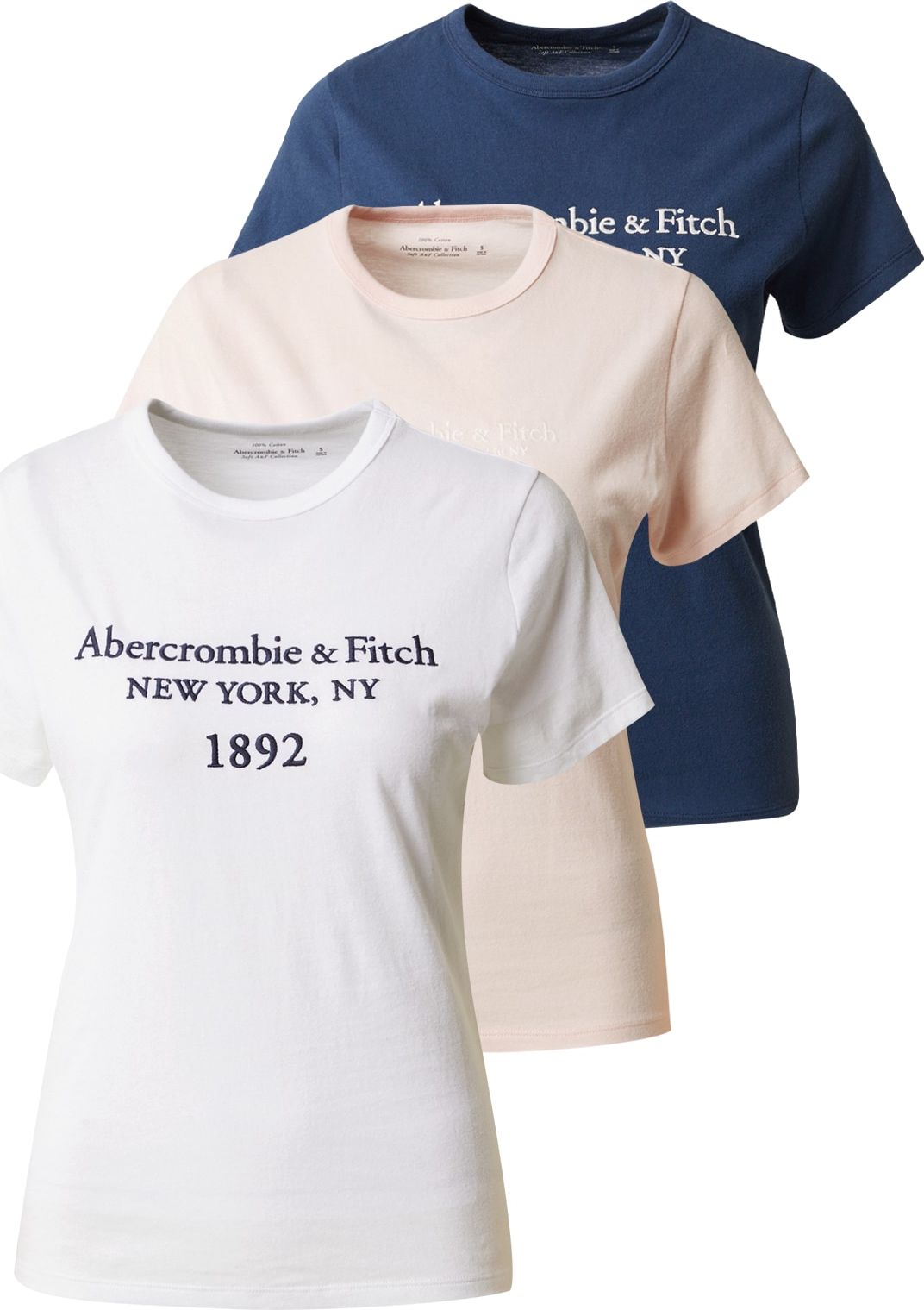 Abercrombie & Fitch Tričko námořnická modř / růžová / bílá