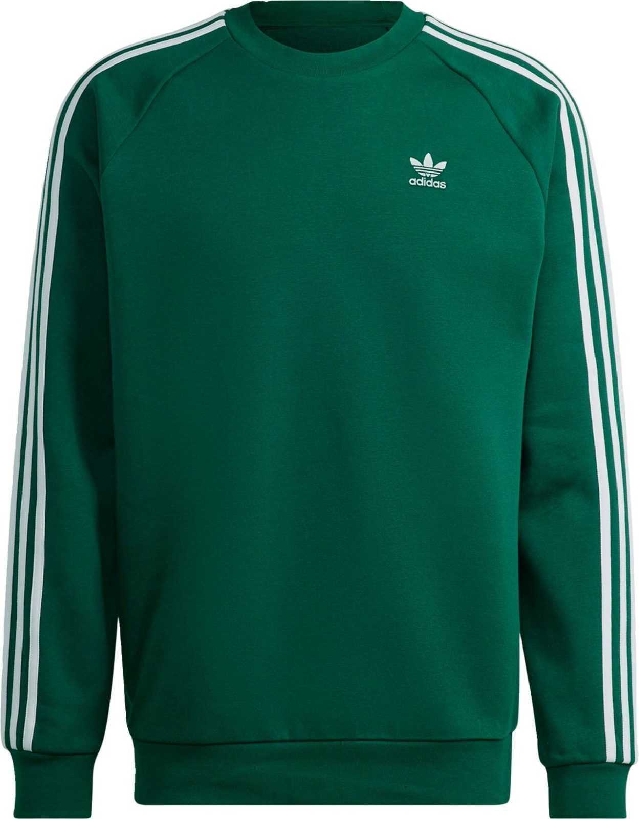 ADIDAS ORIGINALS Mikina tmavě zelená / bílá