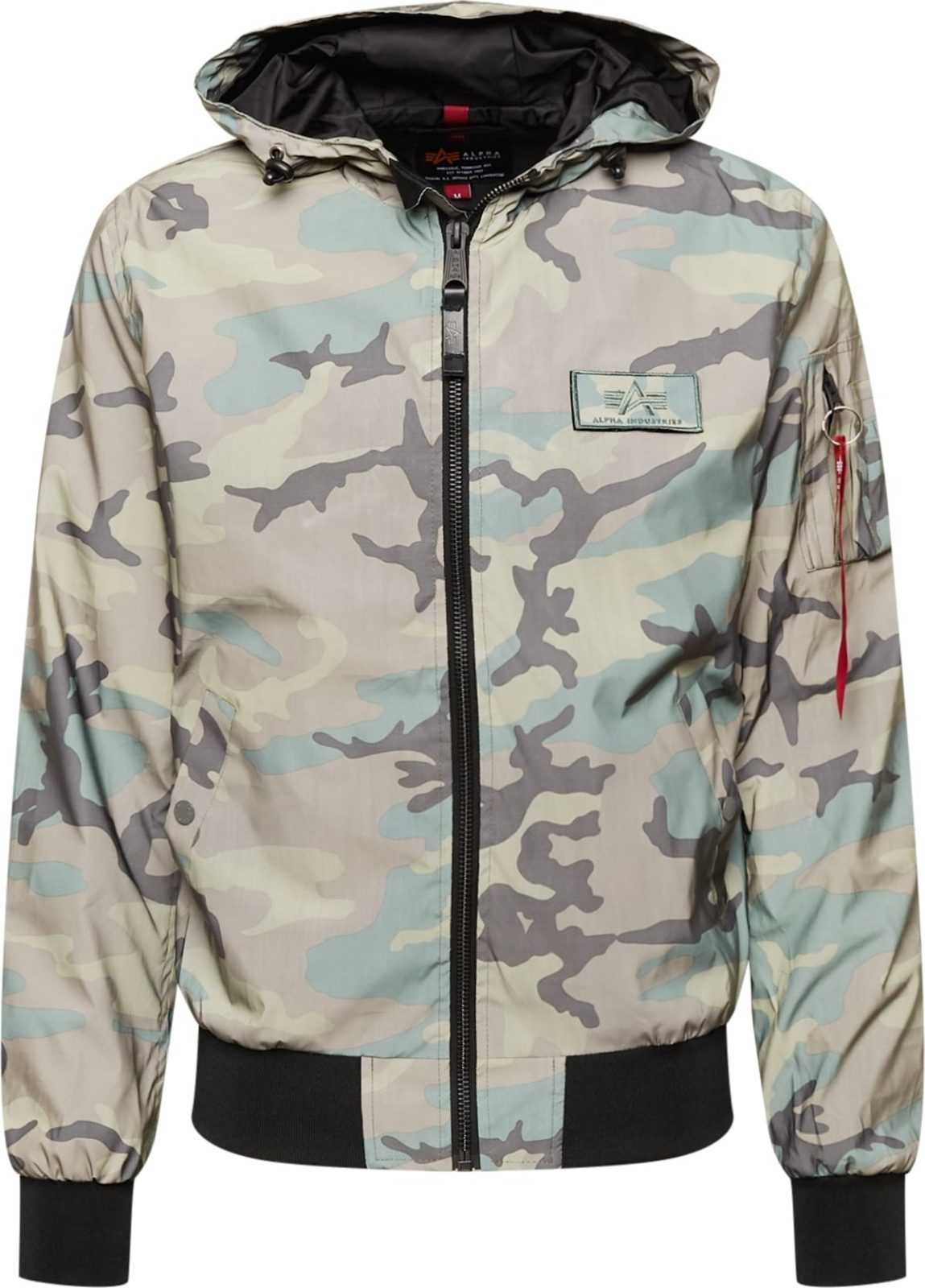 ALPHA INDUSTRIES Přechodná bunda velbloudí / šedá / nefritová / pastelově zelená