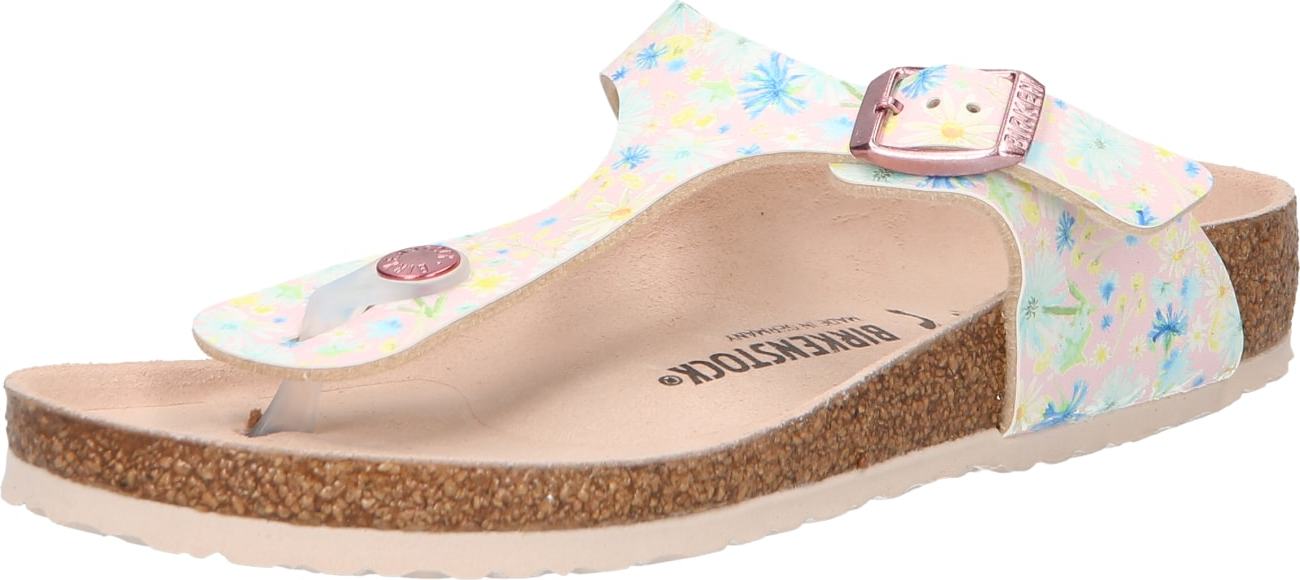 BIRKENSTOCK Sandály 'Gizeh' modrá / žlutá / zelená / pastelově růžová / bílá