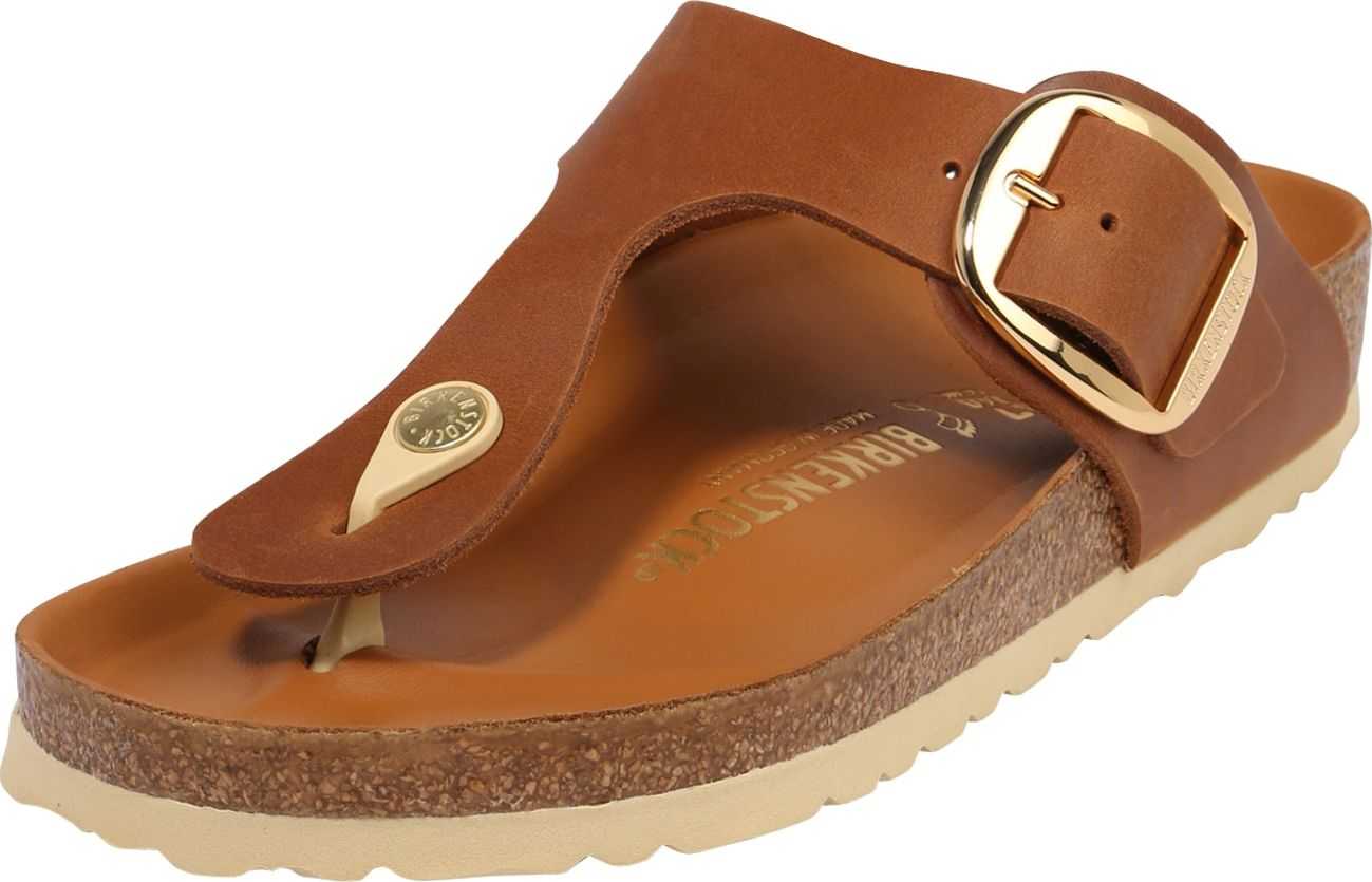 BIRKENSTOCK Žabky 'Gizeh' hnědá / zlatá