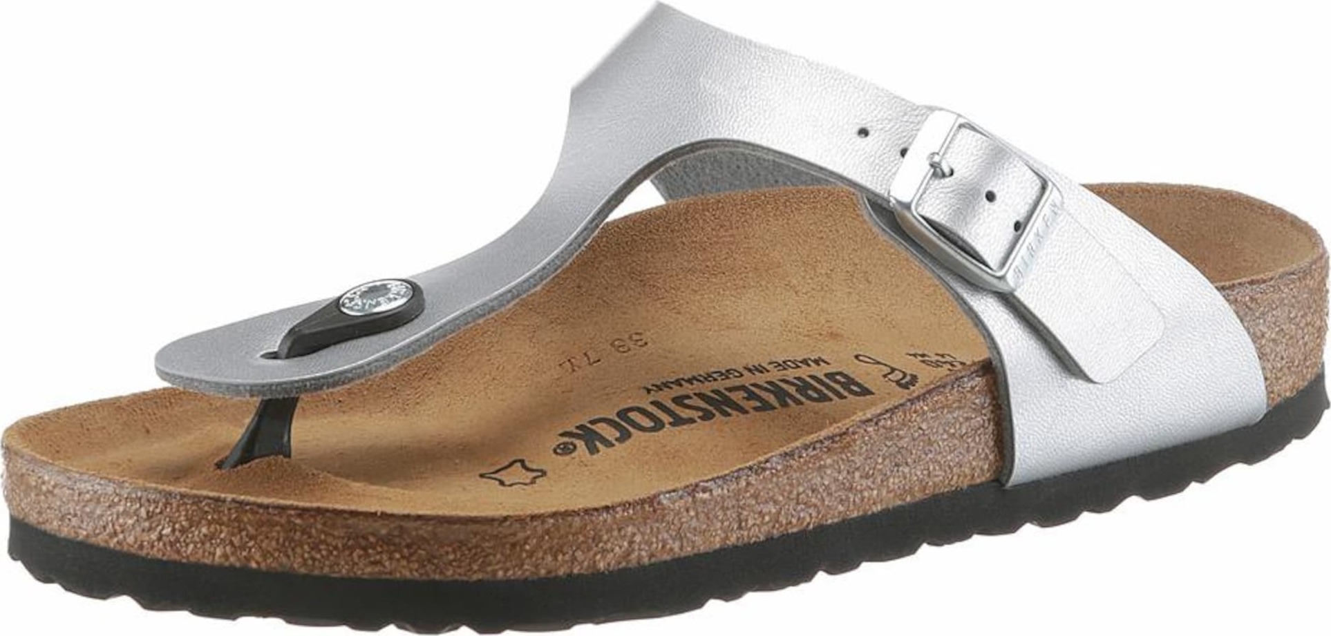 BIRKENSTOCK Pantofle 'Gizeh' stříbrná