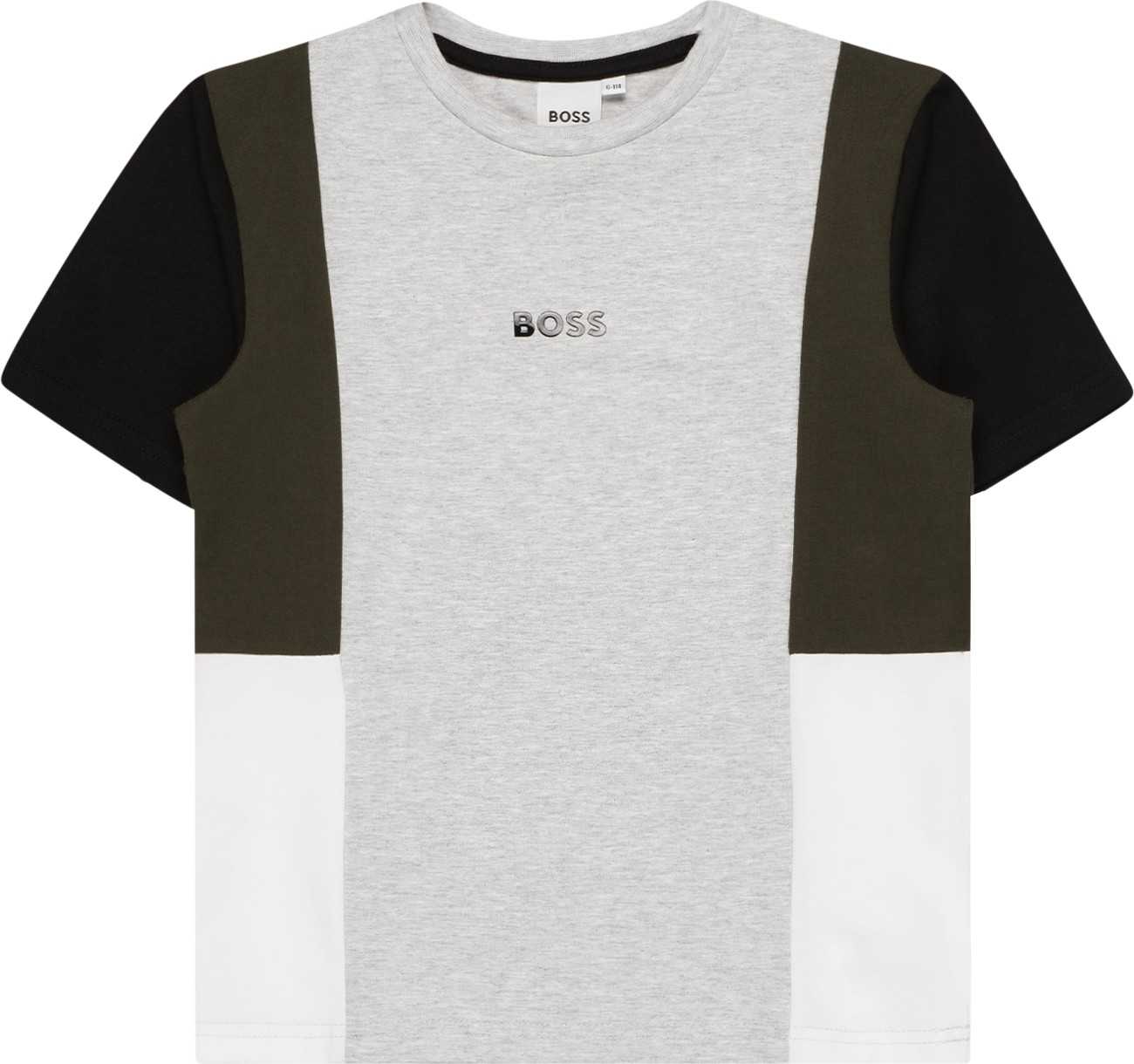 BOSS Kidswear Tričko světle šedá / tmavě zelená / černá / bílá