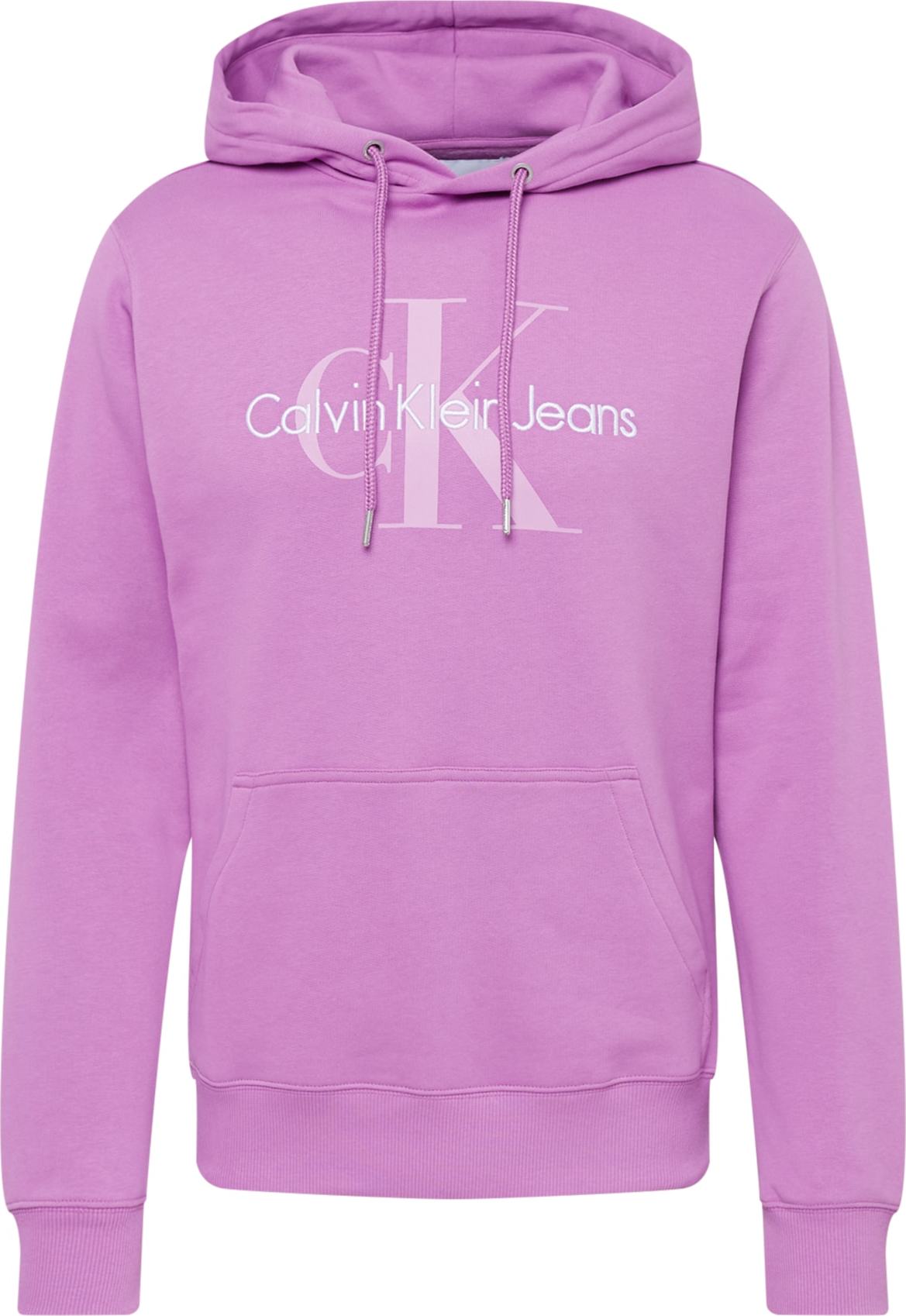 Calvin Klein Jeans Mikina šeříková / orchidej / bílá