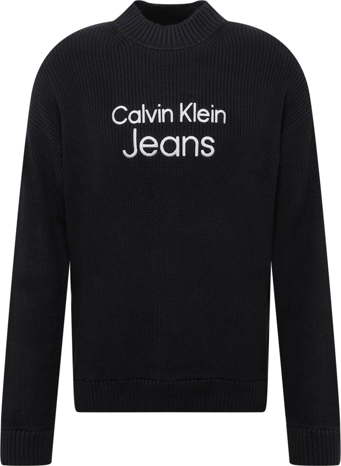 Calvin Klein Jeans Svetr černá / bílá