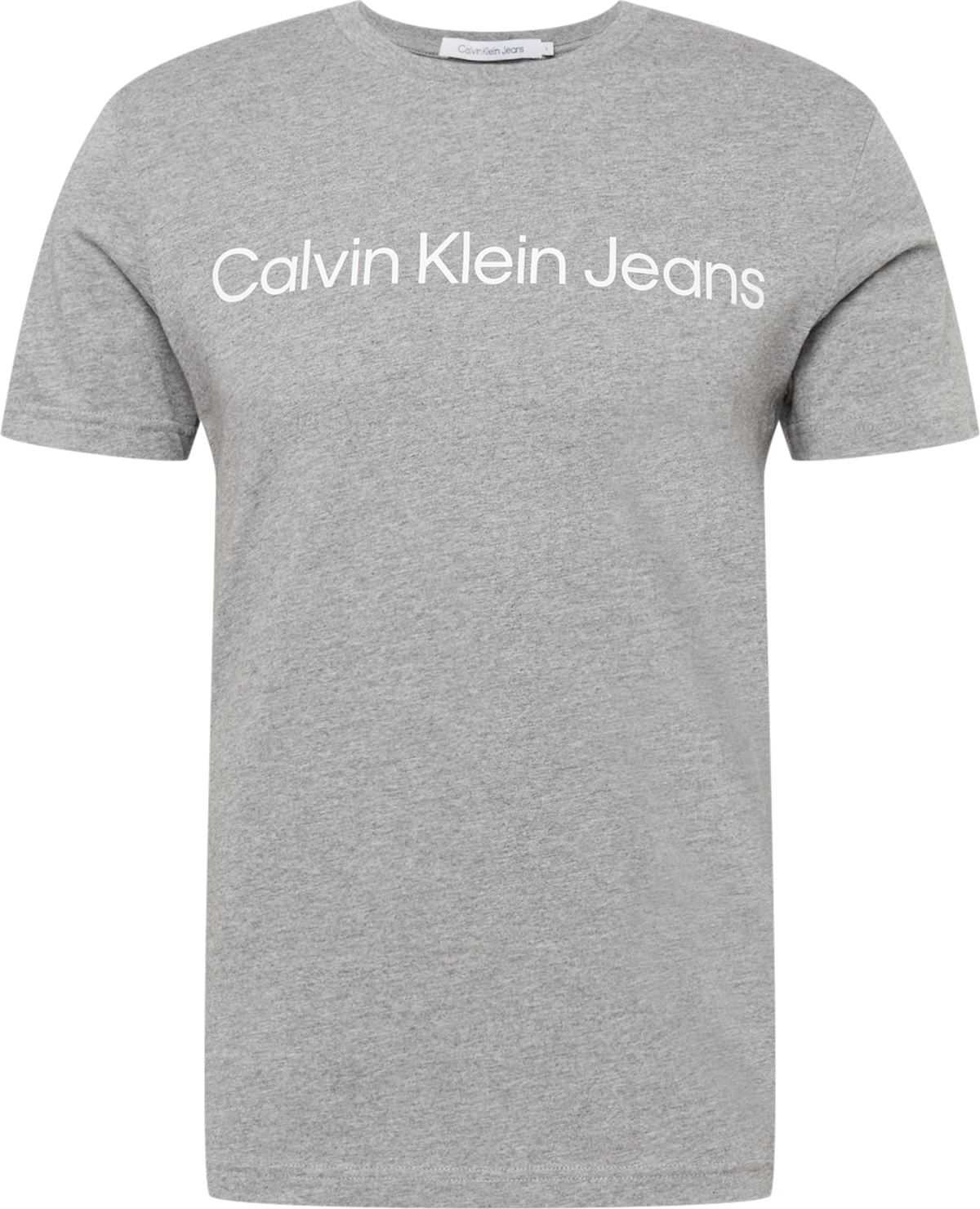 Calvin Klein Jeans Tričko šedý melír / bílá