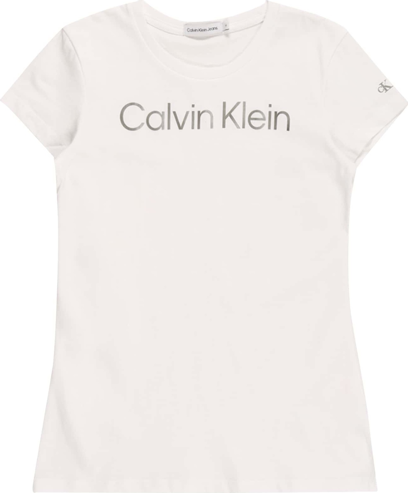 Calvin Klein Jeans Tričko stříbrná / bílá