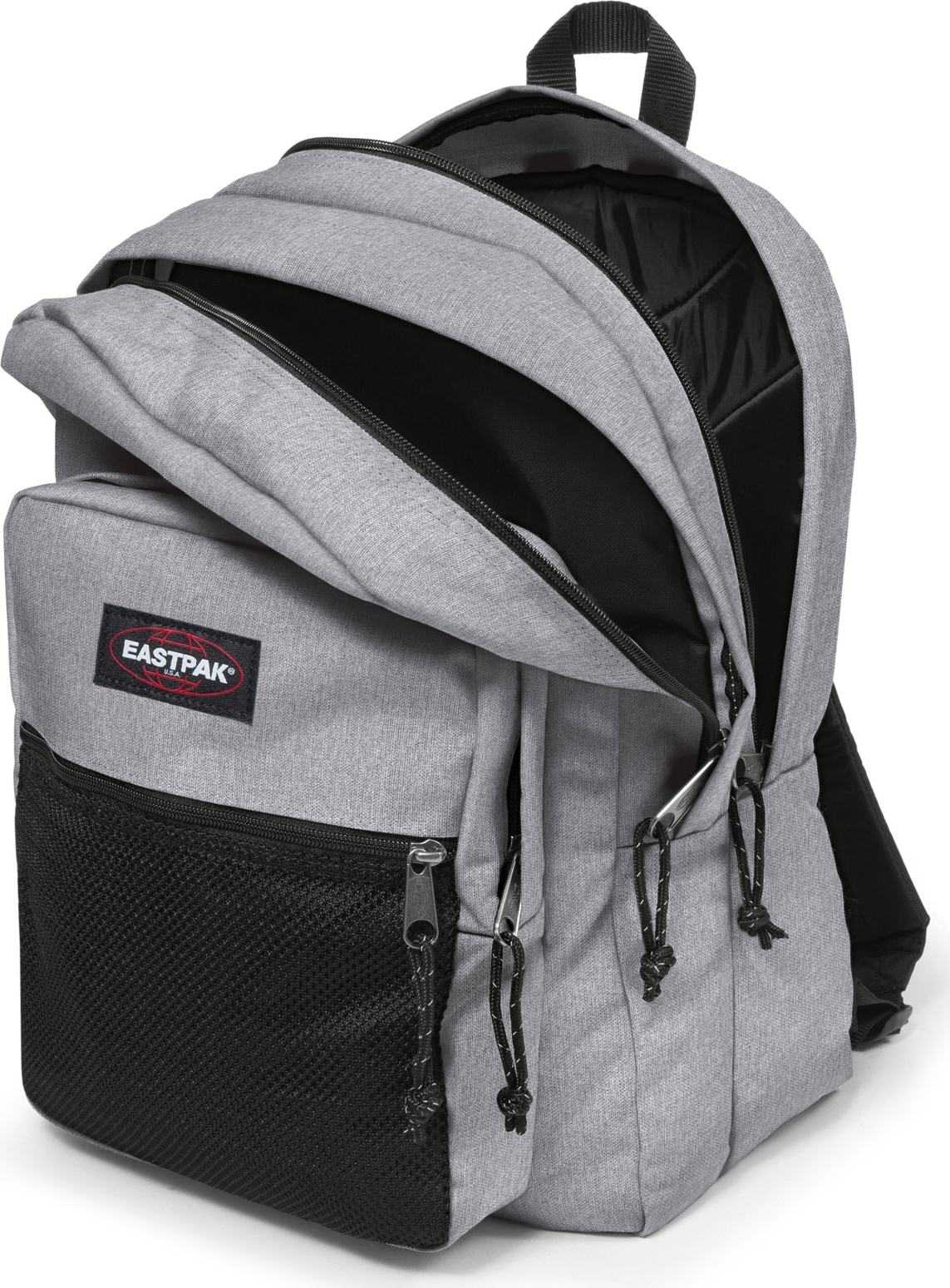 EASTPAK Batoh 'Pinnacle' šedý melír / burgundská červeň / černá