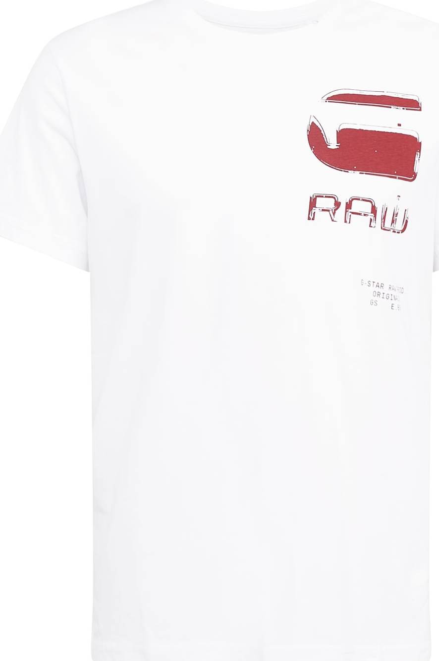 G-Star RAW Tričko burgundská červeň / bílá