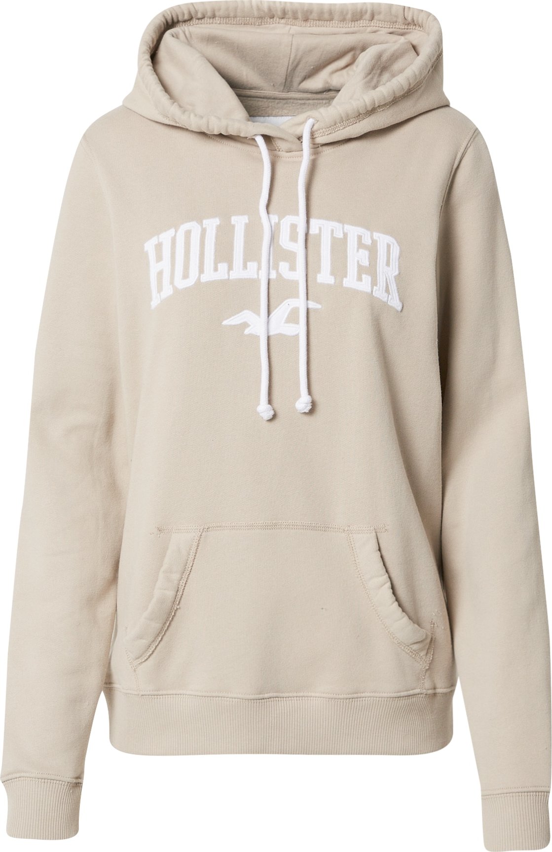 HOLLISTER Mikina béžová / bílá