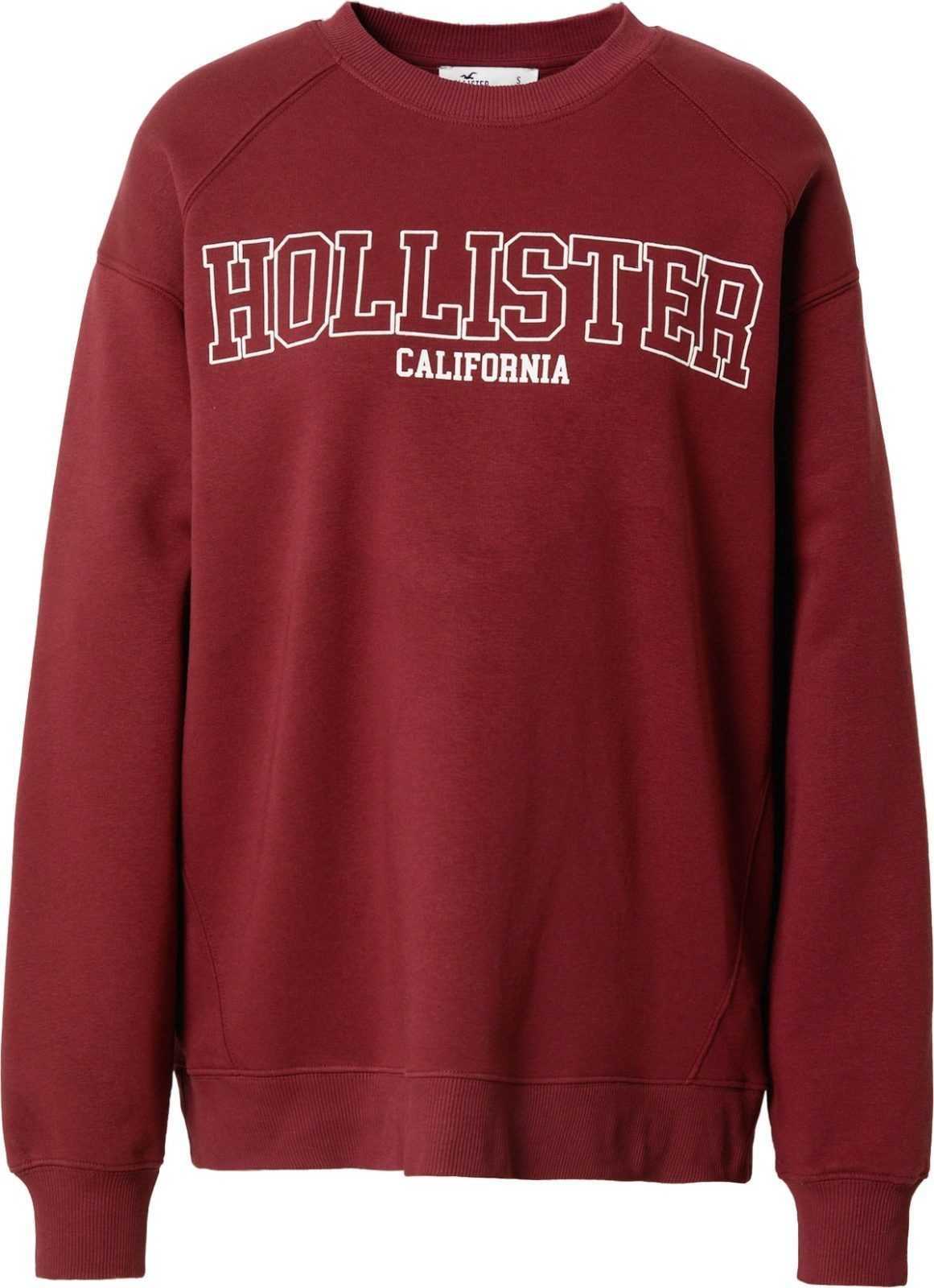 HOLLISTER Mikina červená třešeň / bílá