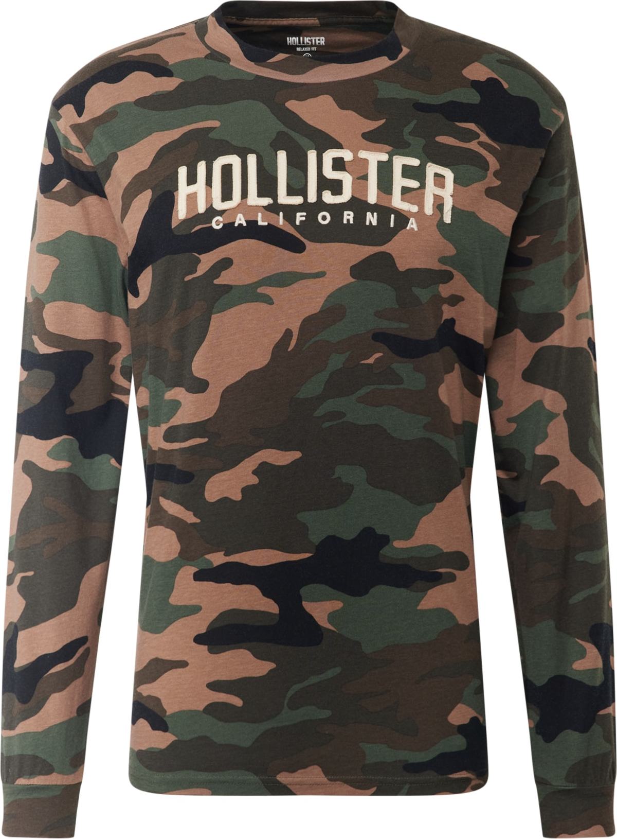 HOLLISTER Tričko hnědá / khaki / trávově zelená / bílá