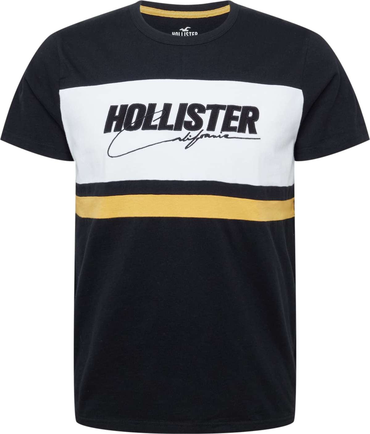 HOLLISTER Tričko zlatě žlutá / černá / bílá