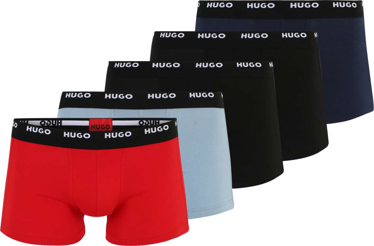 HUGO Boxerky námořnická modř / pastelová modrá / červená / černá / bílá