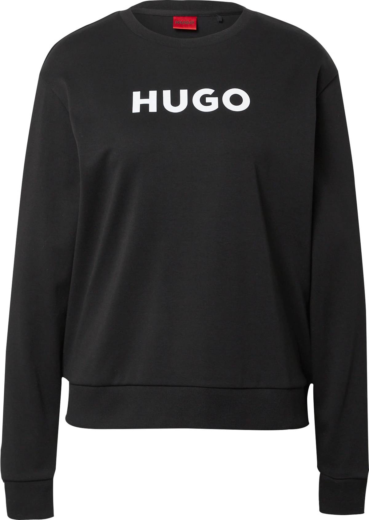 HUGO Mikina 'The HUGO Sweater' černá / bílá