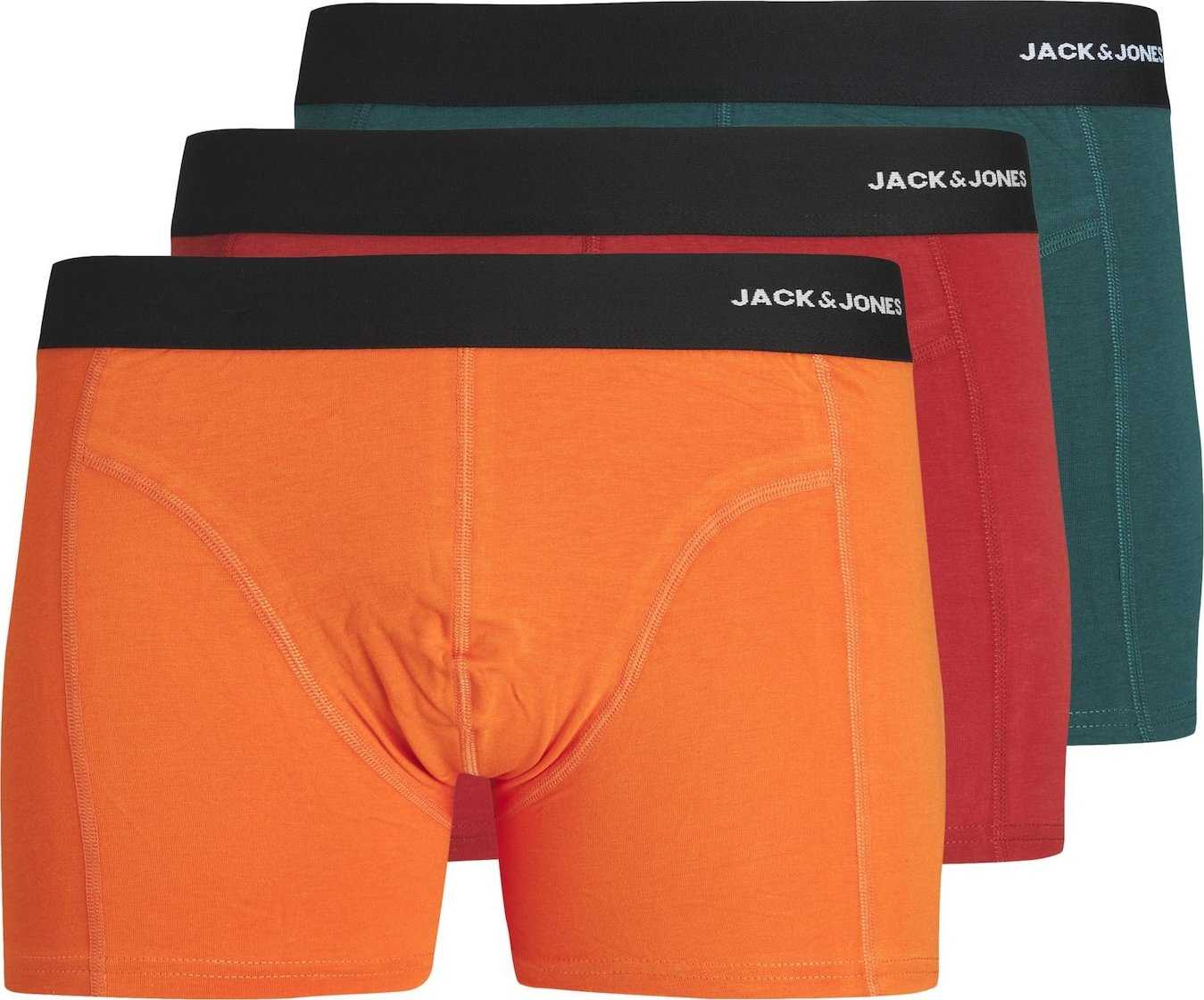 JACK & JONES Boxerky 'DUKE' tmavě zelená / oranžová / červená / černá