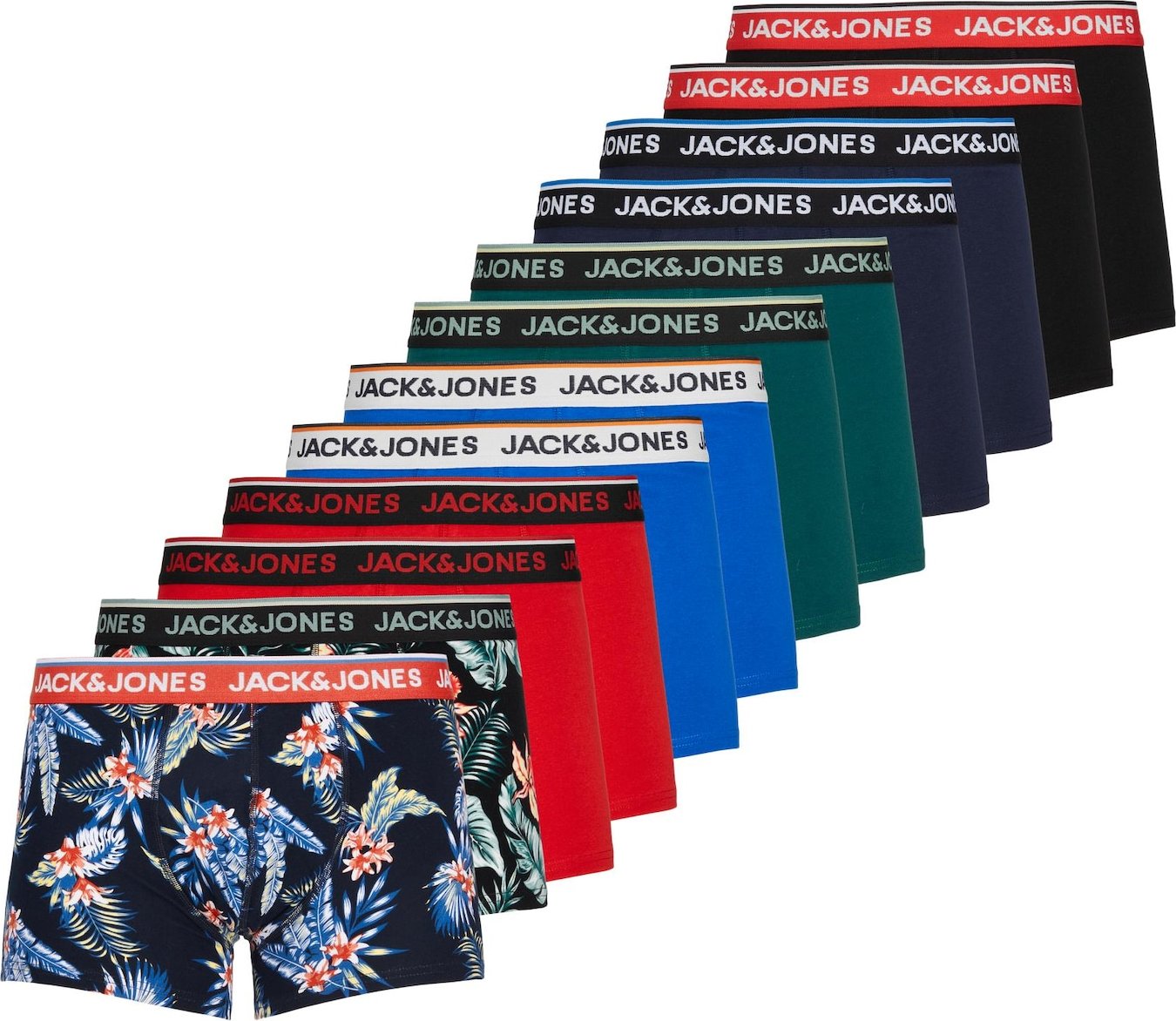 JACK & JONES Boxerky modrá / marine modrá / zelená / červená / černá / bílá