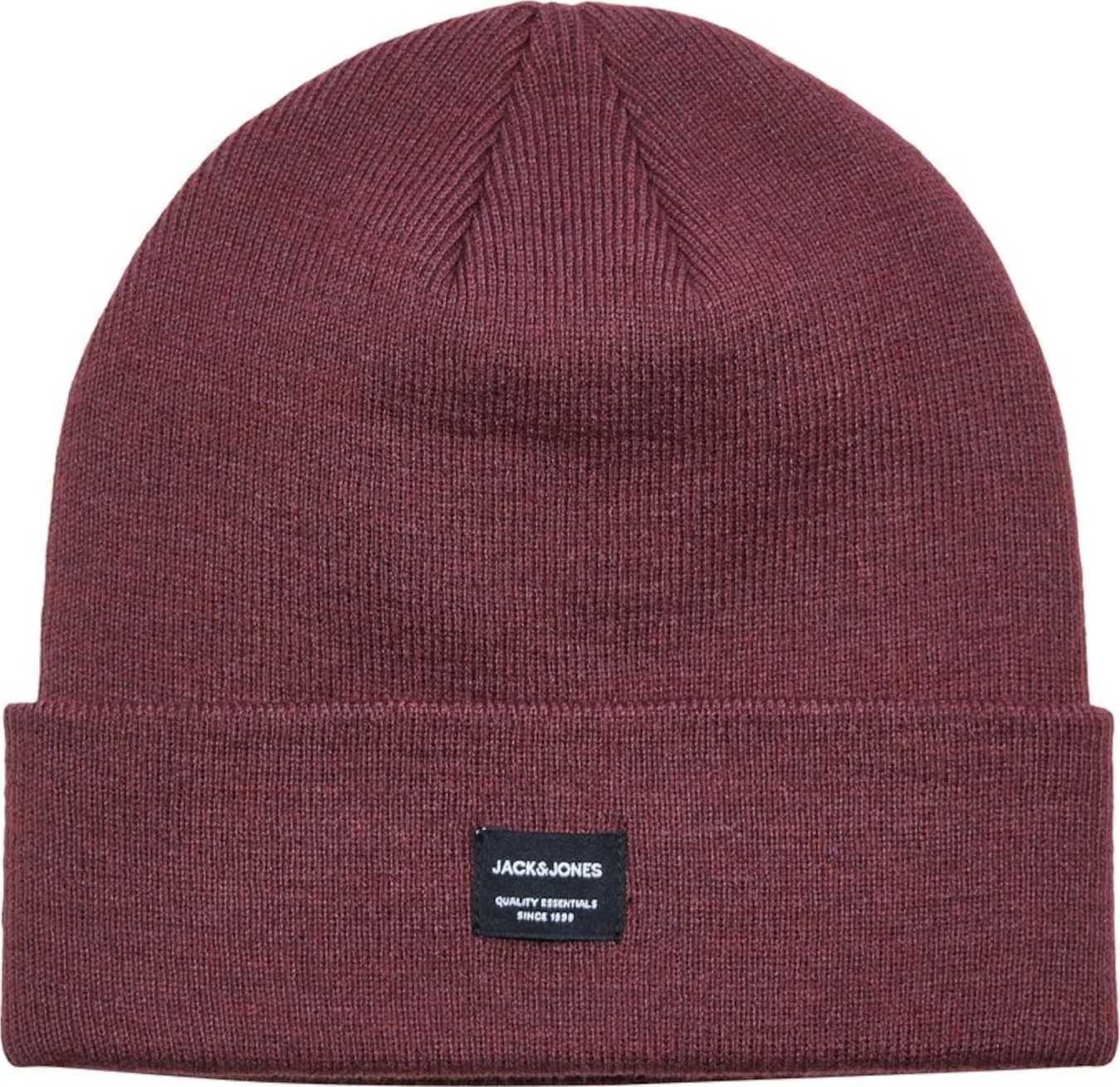 JACK & JONES Čepice burgundská červeň / černá / bílá