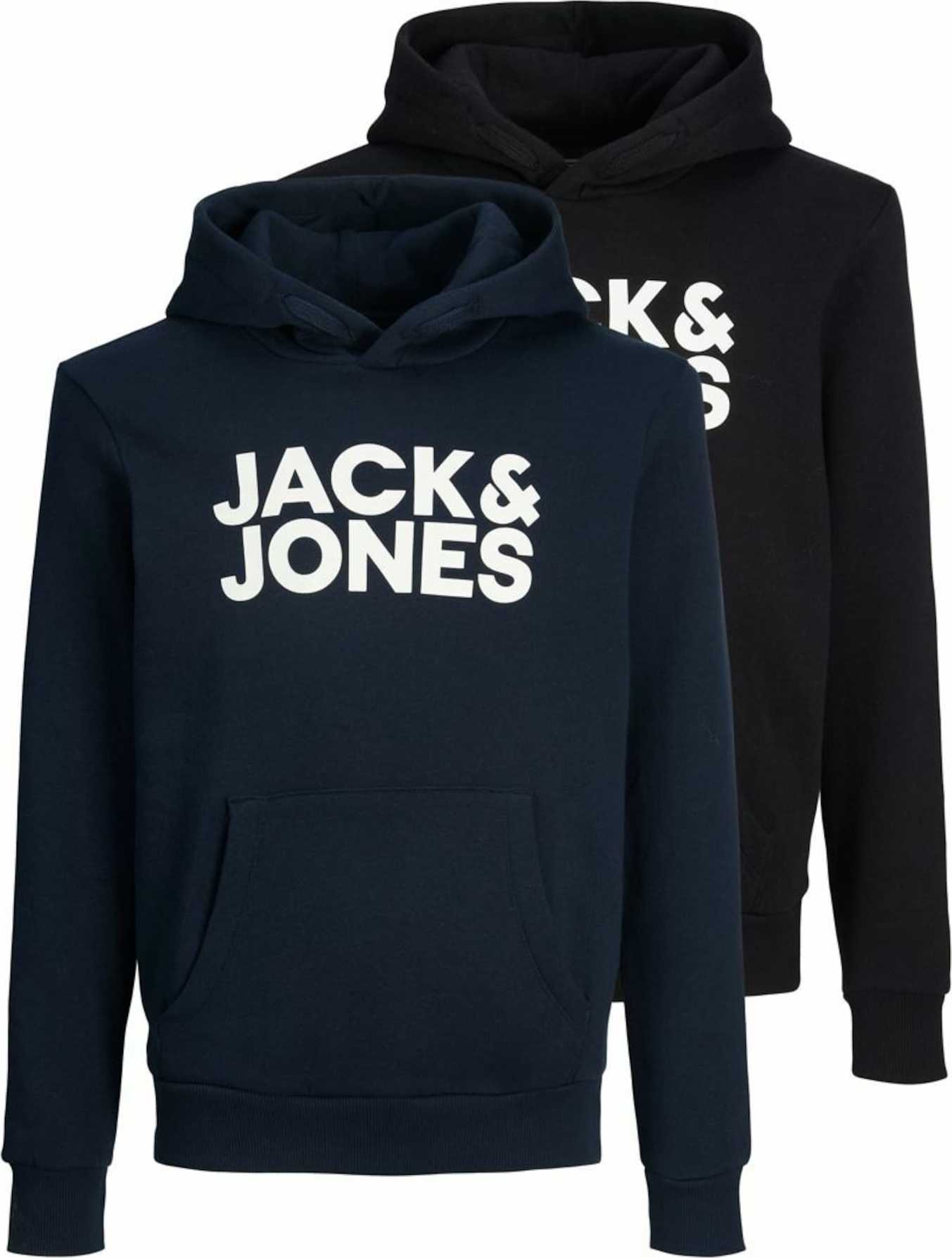 Jack & Jones Junior Mikina námořnická modř / černá / bílá