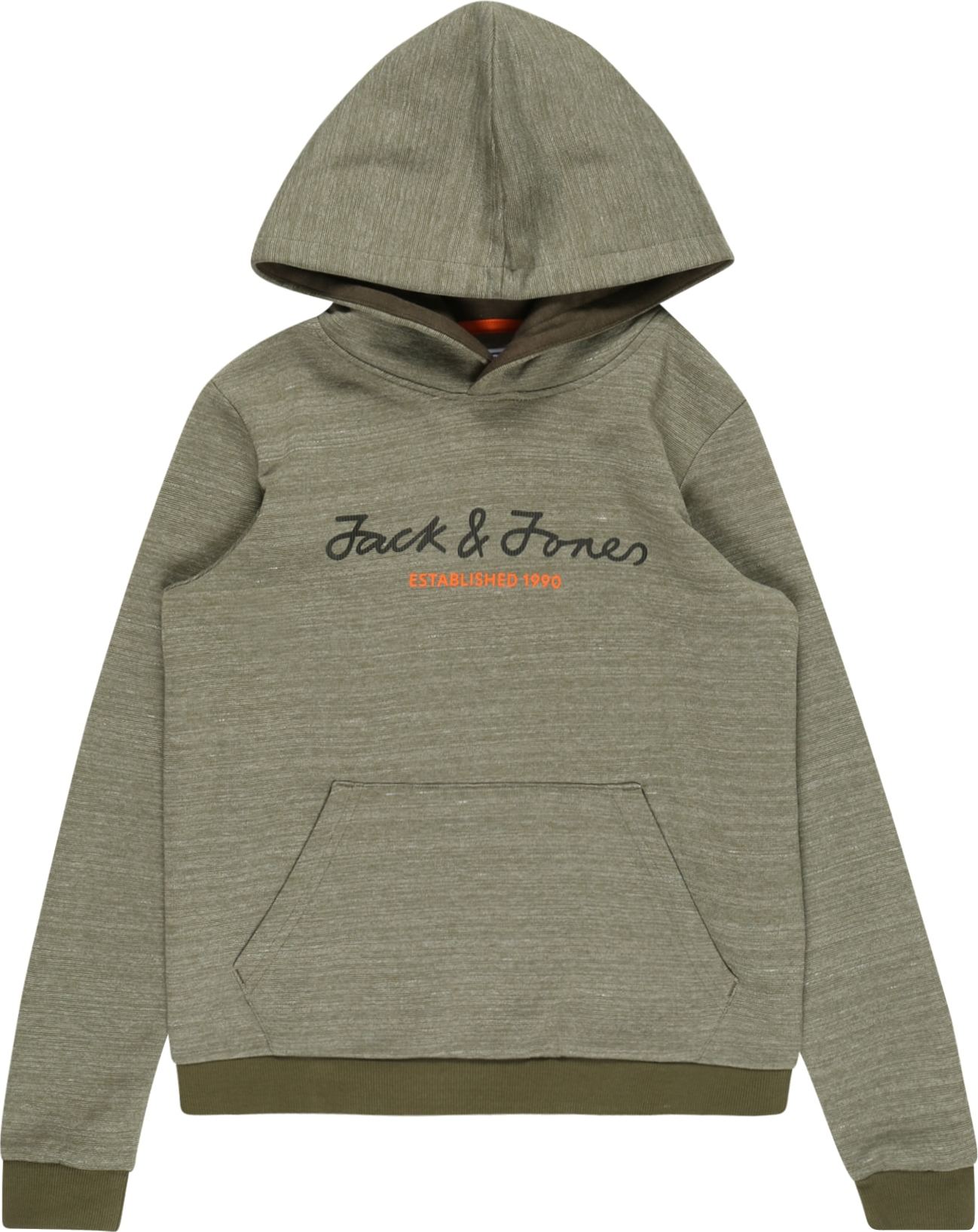 Jack & Jones Junior Mikina 'COBERG' krémová / olivová / oranžová / černá