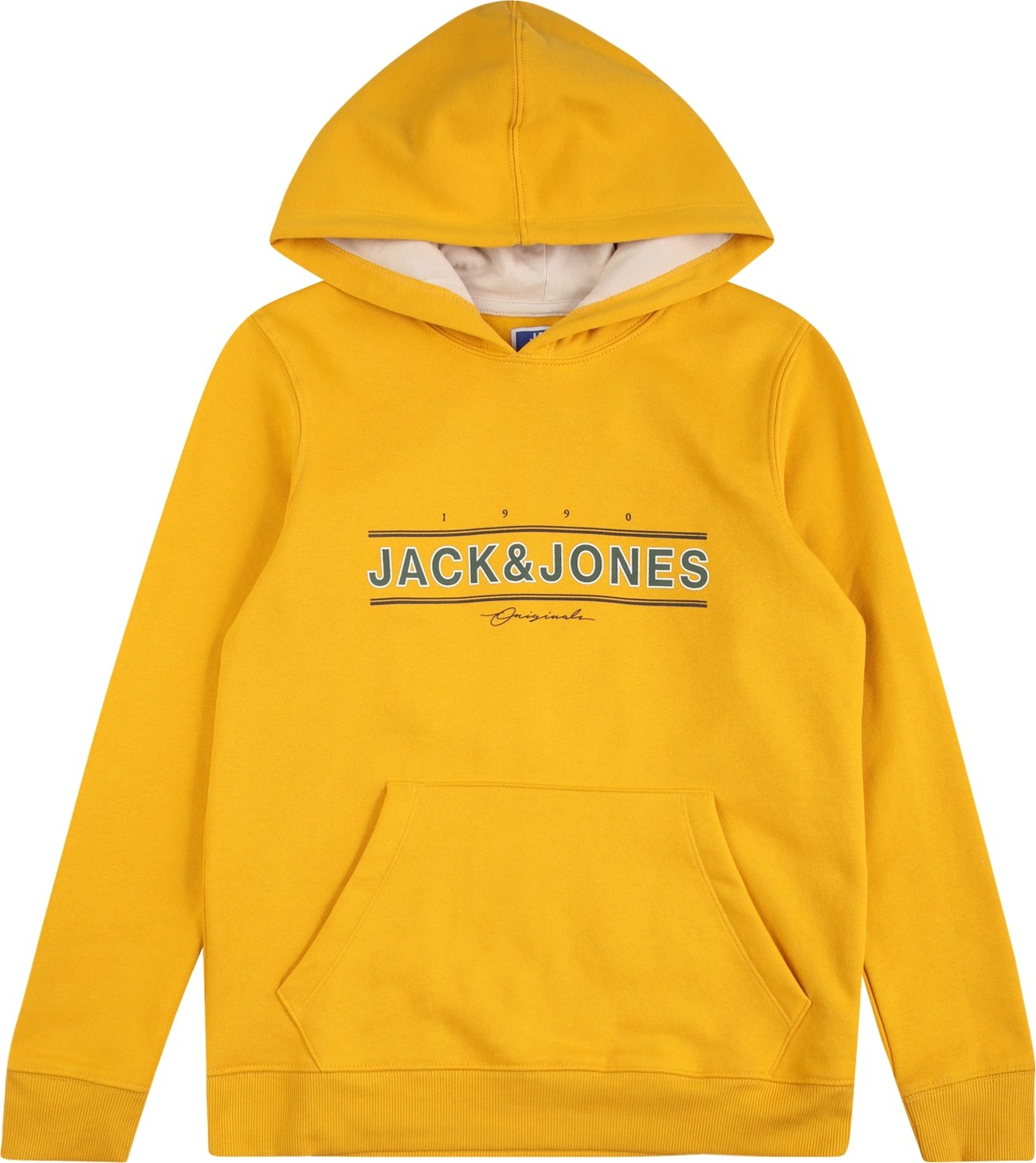 Jack & Jones Junior Mikina 'Friday' tmavě zelená / jasně oranžová / černá / bílá