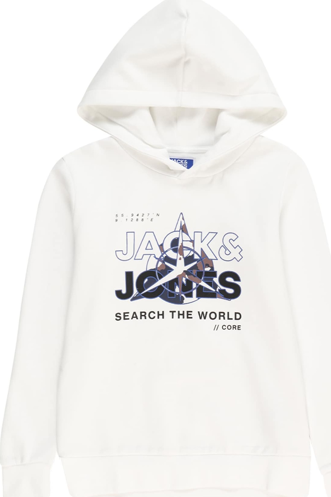 Jack & Jones Junior Mikina 'HUNT' modrá / hnědá / černá / bílá