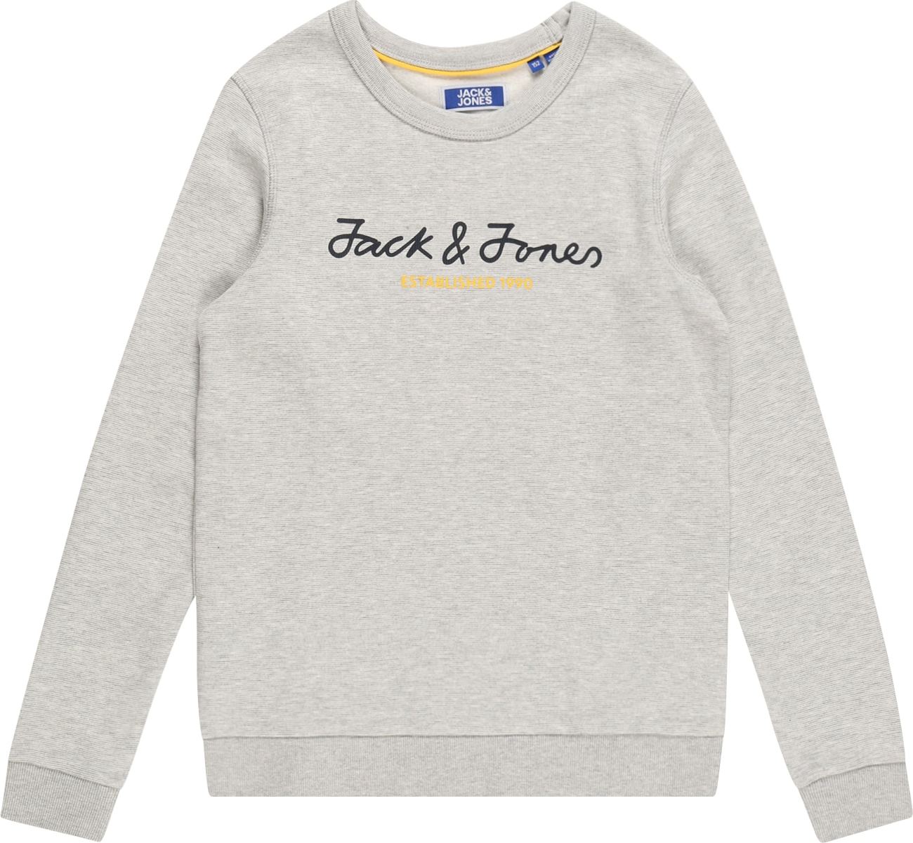 Jack & Jones Junior Mikina tmavě modrá / žlutá / šedá