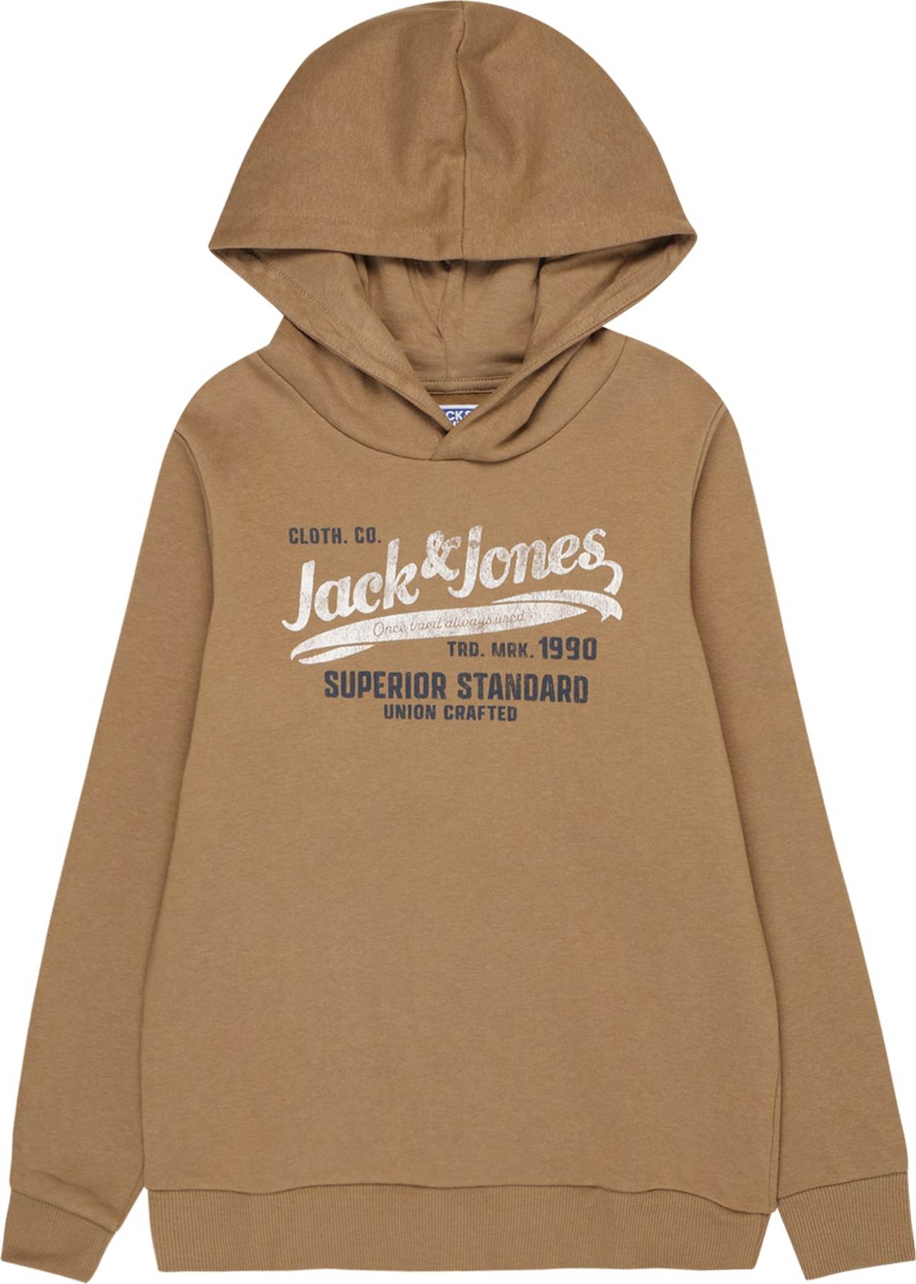 Jack & Jones Junior Mikina světle hnědá / čedičová šedá / offwhite