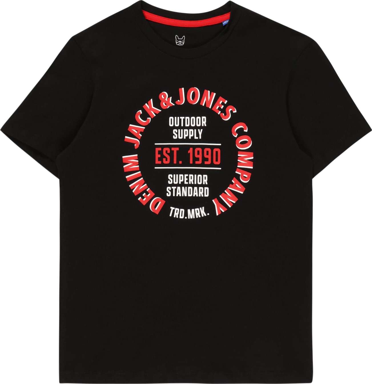 Jack & Jones Junior Tričko 'ANDY' červená / černá / bílá