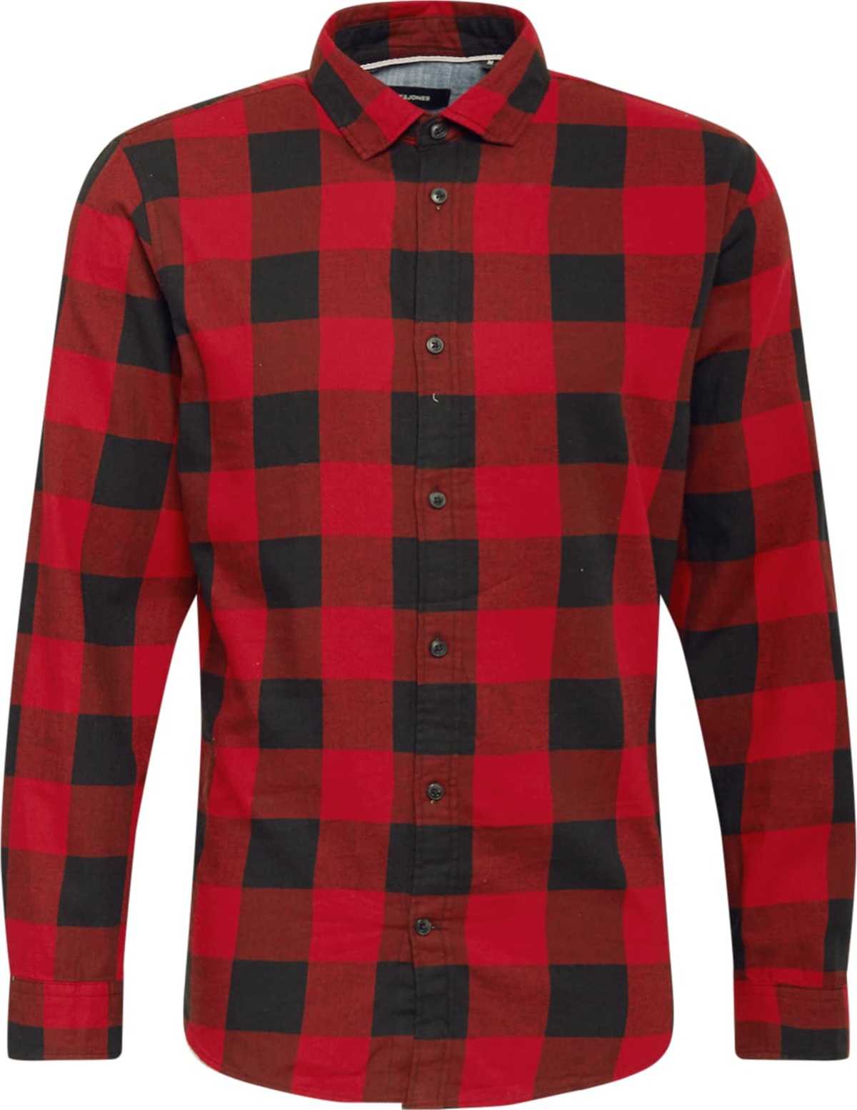 JACK & JONES Košile 'Gingham' rezavě červená / černá