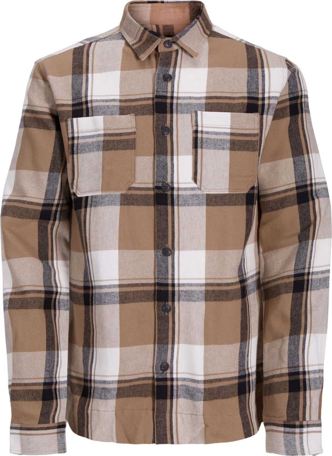 JACK & JONES Košile 'Logan' hnědá / šedá / černá / bílá