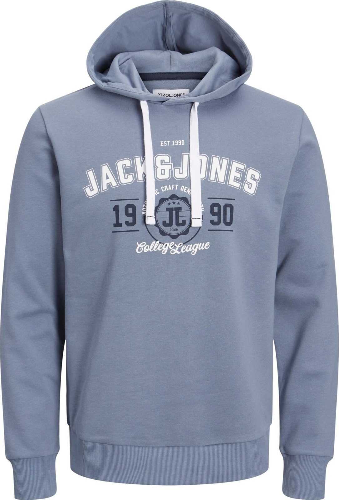 JACK & JONES Mikina 'ANDY' marine modrá / chladná modrá / bílá