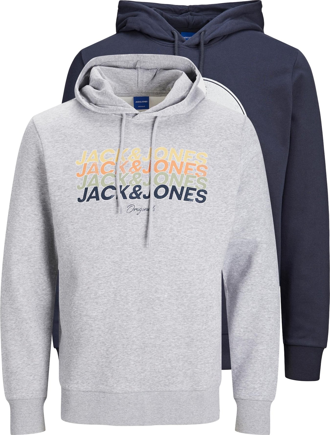 JACK & JONES Mikina 'Brady' tmavě modrá / žlutá / šedý melír / oranžová / bílá