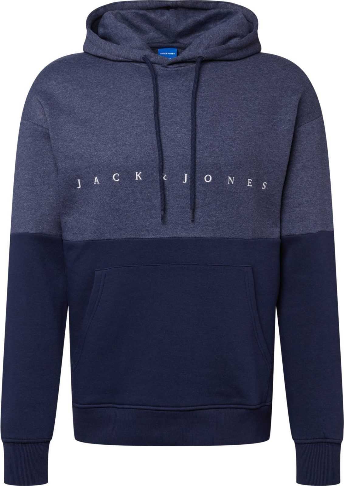 JACK & JONES Mikina 'COPENHAGEN' tmavě modrá / modrý melír / bílá