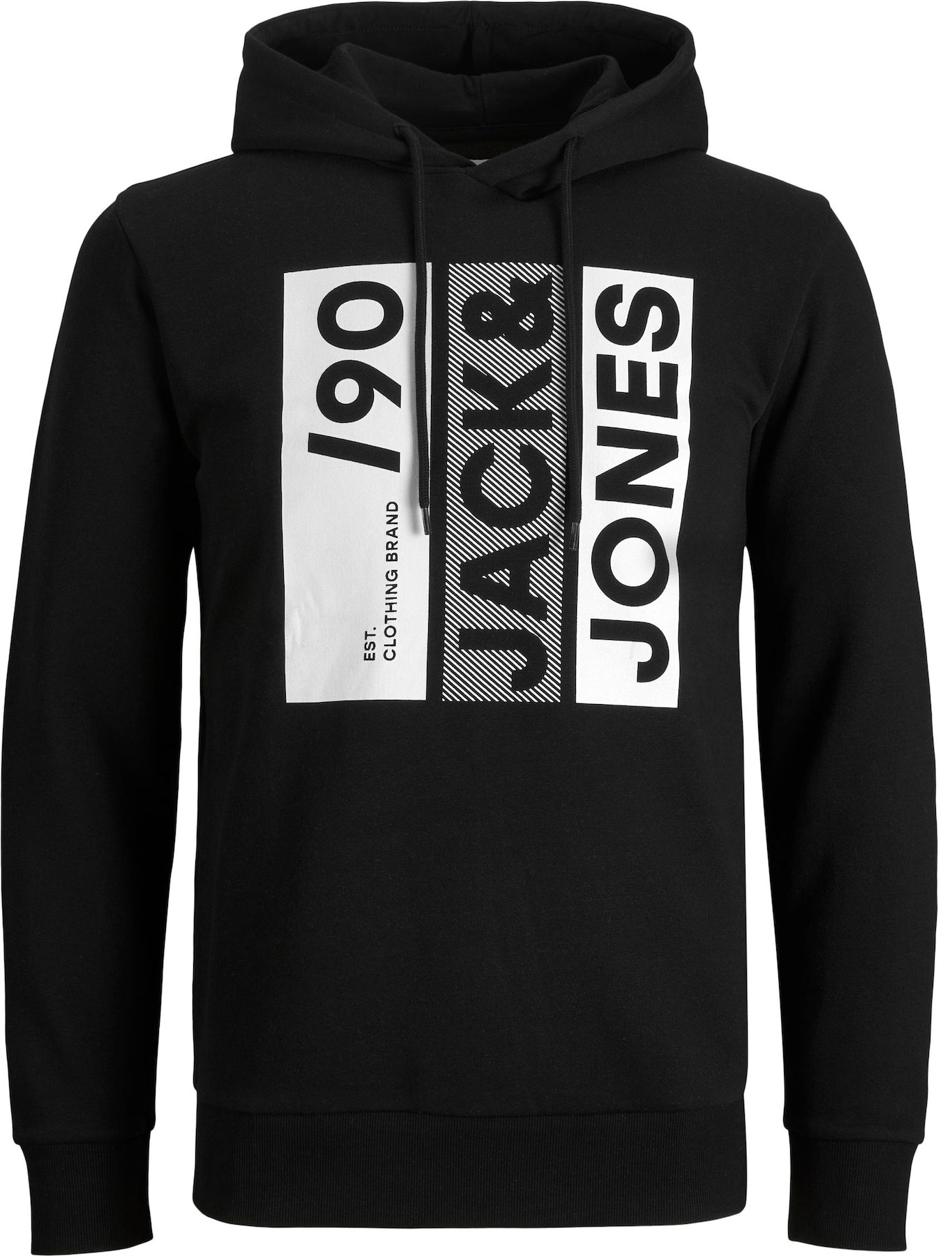 JACK & JONES Mikina 'JIO' černá / bílá