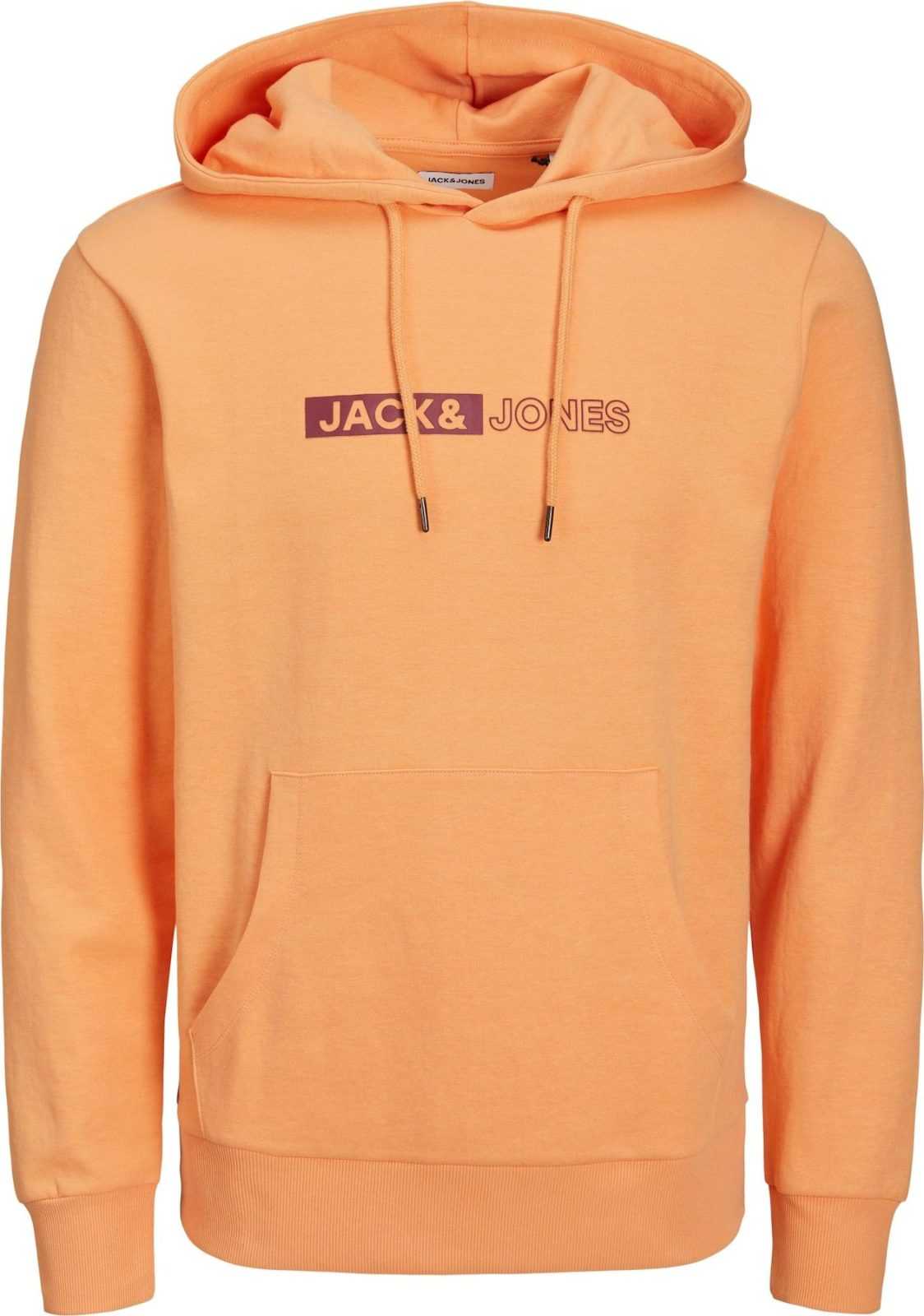 JACK & JONES Mikina 'NEO' oranžová / karmínově červené