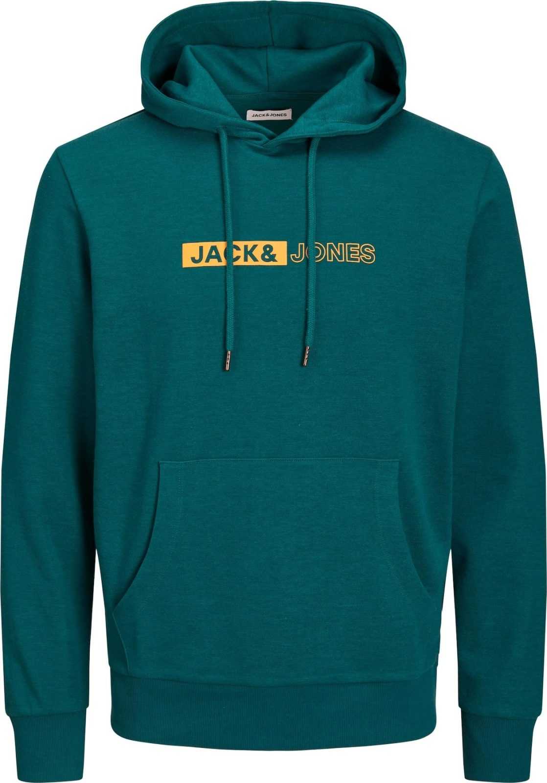 JACK & JONES Mikina 'NEO' žlutá / tmavě zelená