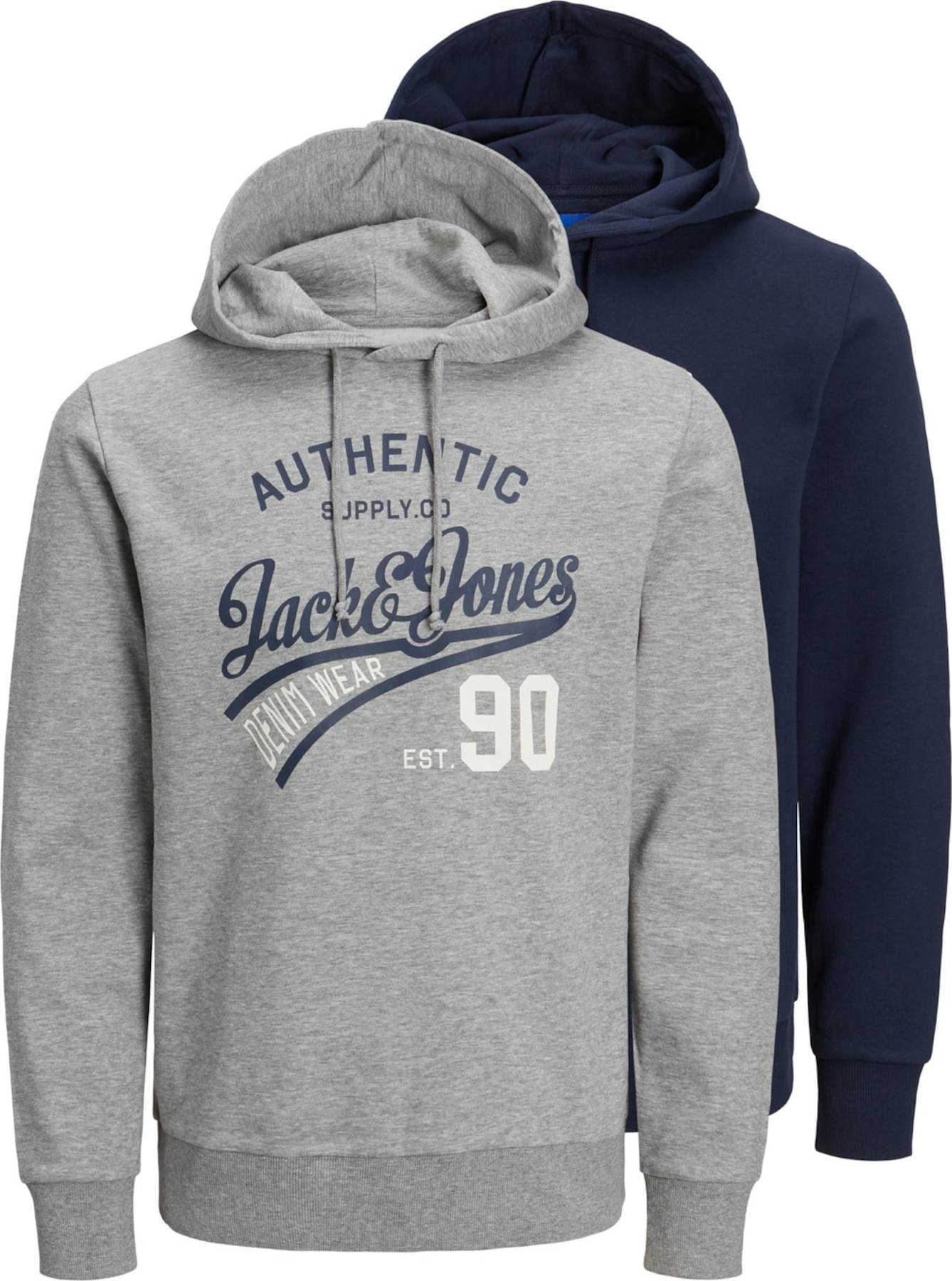 Jack & Jones Plus Mikina 'ETHAN' modrá / námořnická modř / šedá / antracitová / červená / bílá