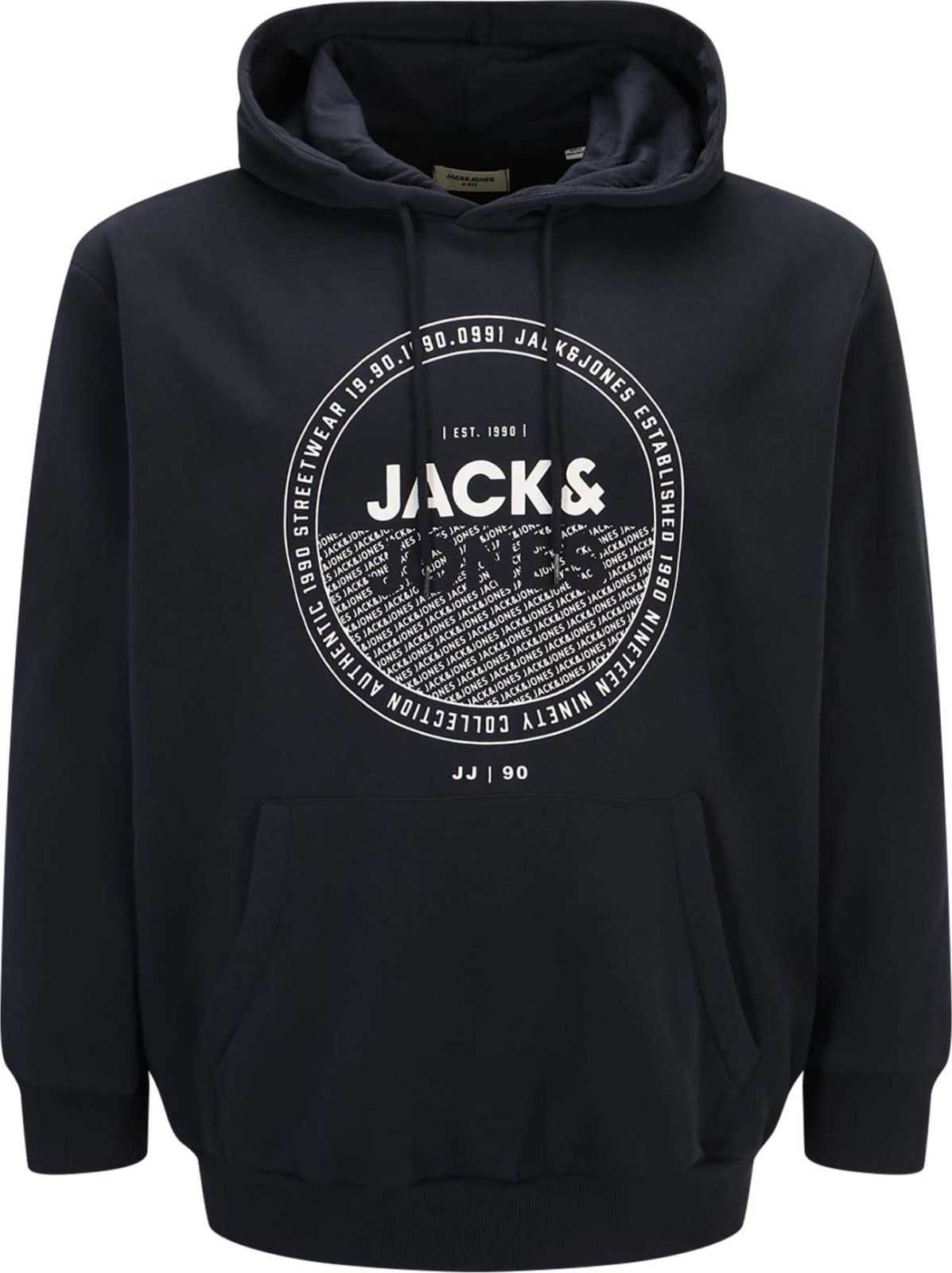 Jack & Jones Plus Mikina 'RALF' námořnická modř / offwhite