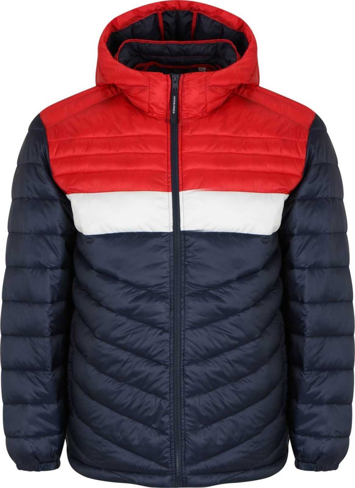 Jack & Jones Plus Přechodná bunda 'HERO' tmavě modrá / červená / bílá