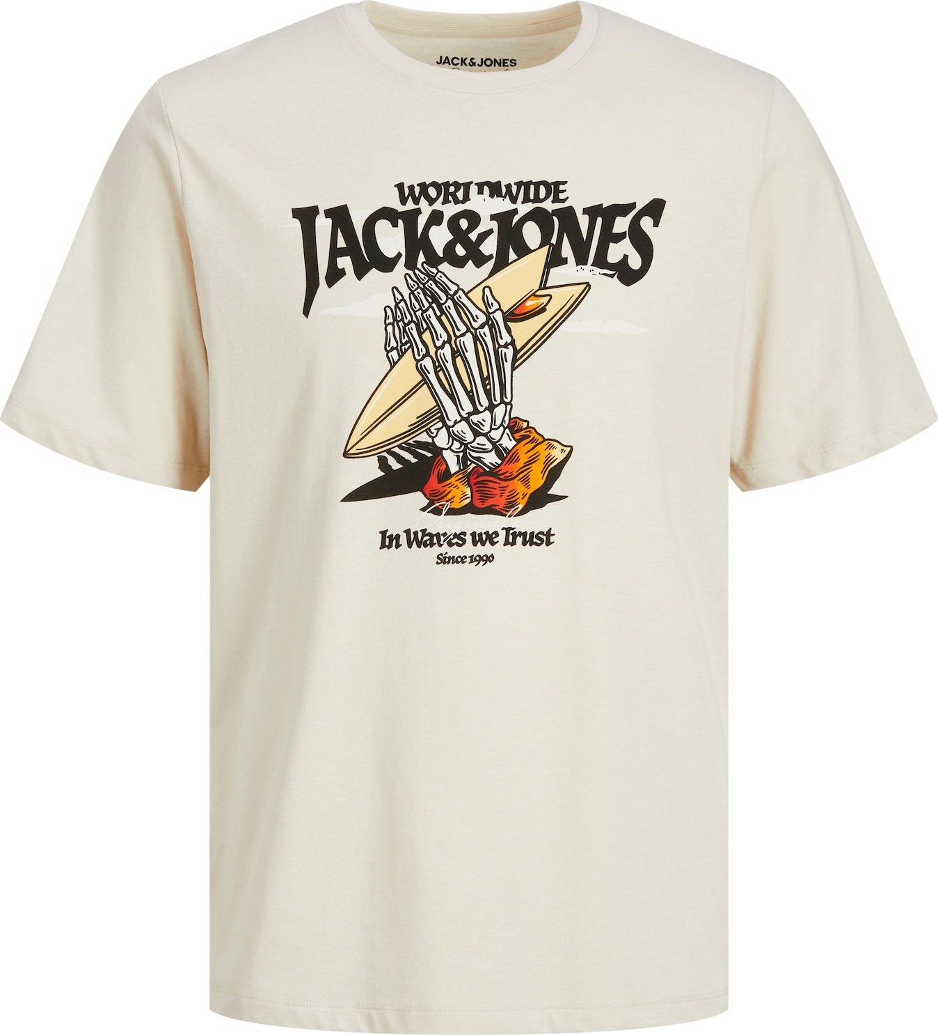 JACK & JONES Tričko 'Beachbone' béžová / žlutá / oranžová / černá