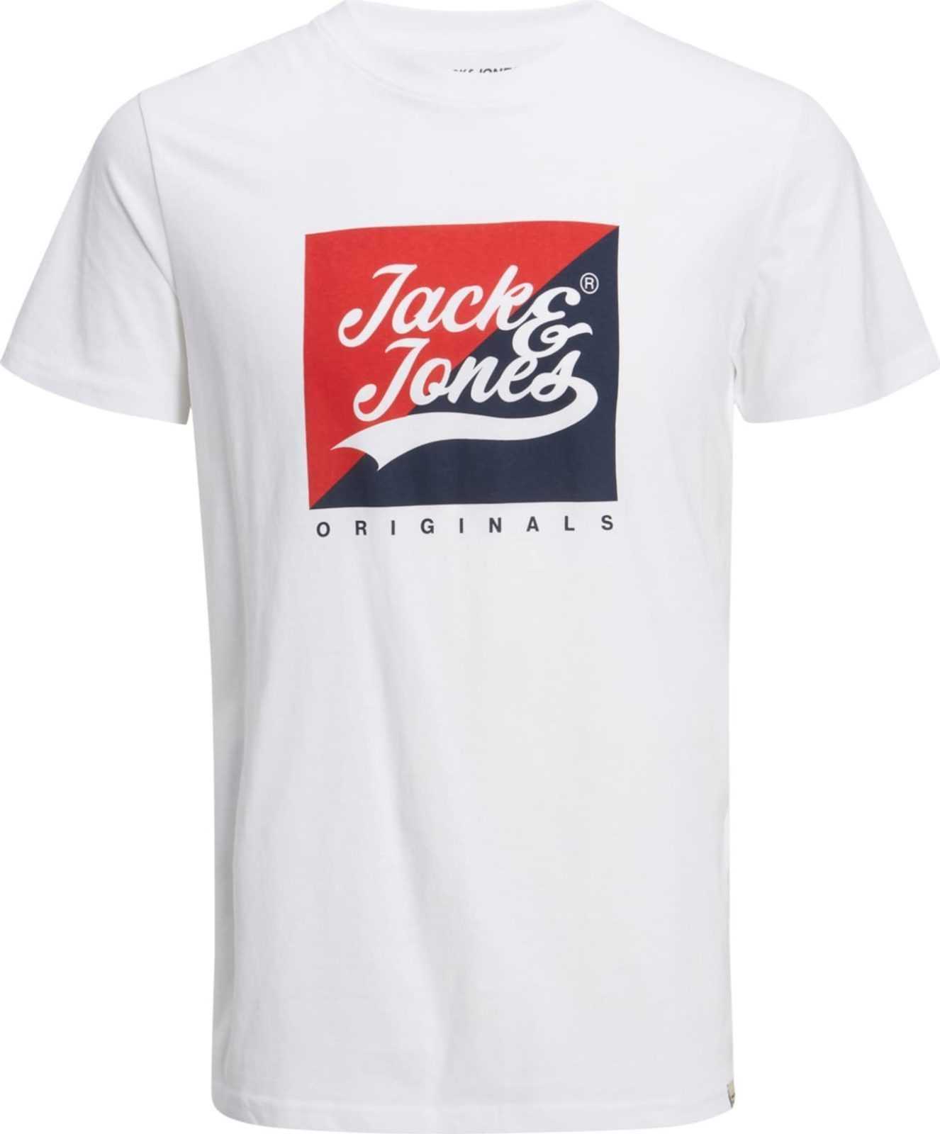 JACK & JONES Tričko 'Beckss' červená / černá / bílá