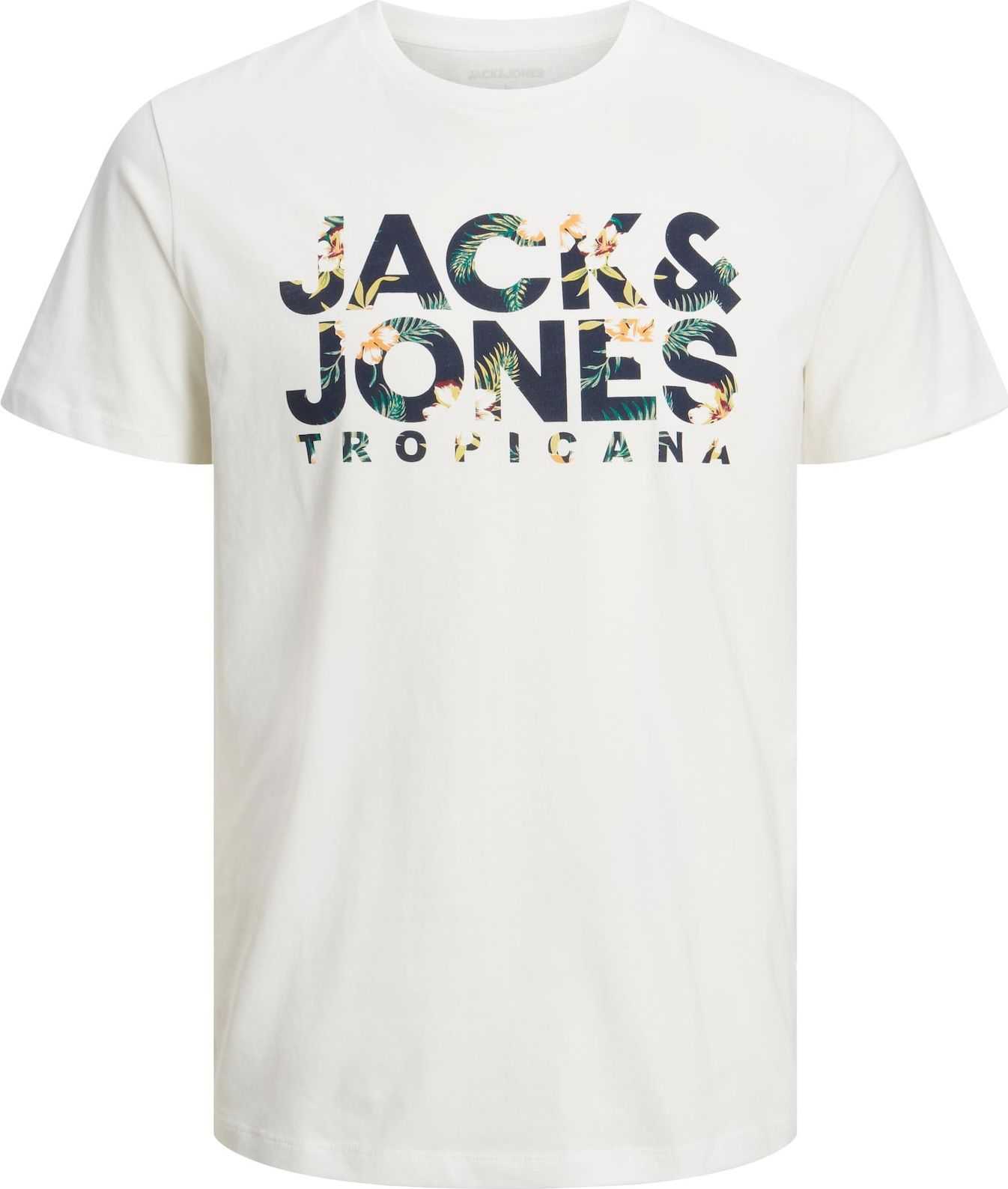 JACK & JONES Tričko 'BECS' námořnická modř / světle zelená / bílá