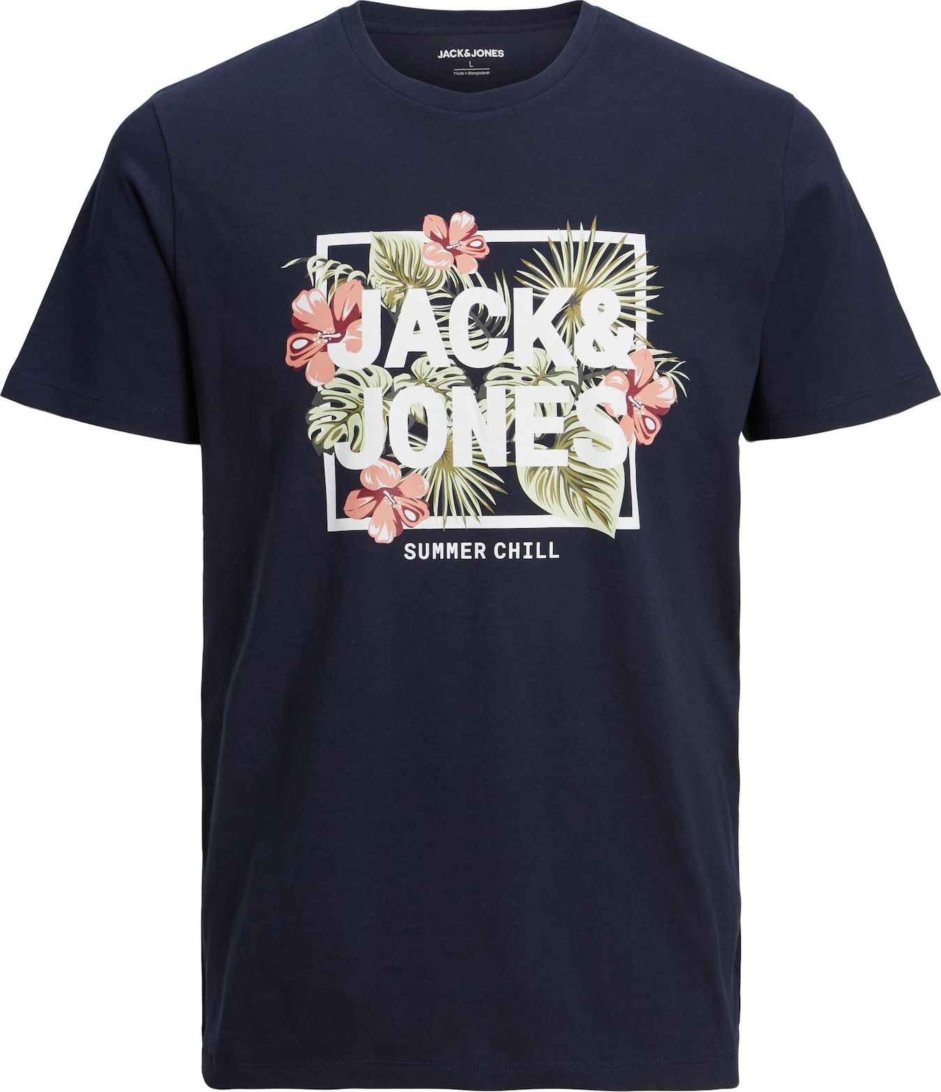 JACK & JONES Tričko 'Becs' námořnická modř / zelená / starorůžová / bílá