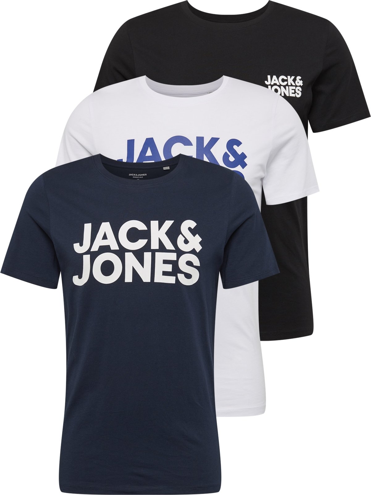 JACK & JONES Tričko modrá / námořnická modř / černá / bílá