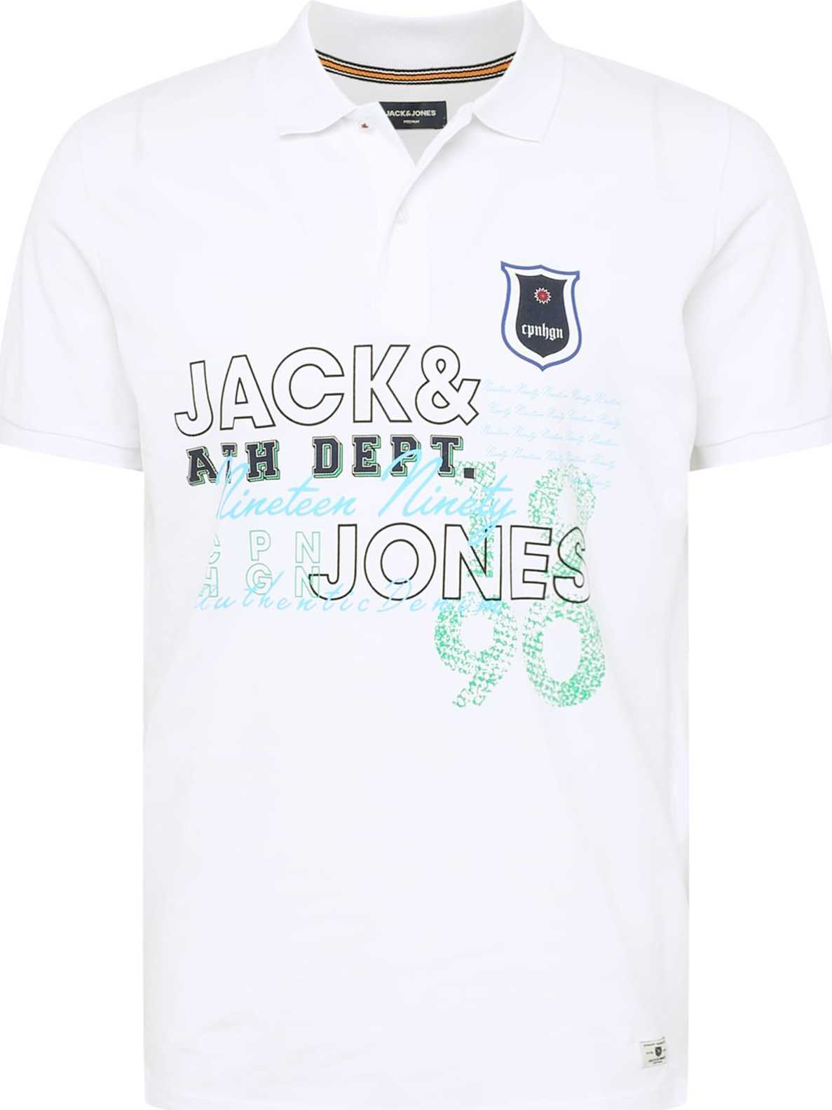 JACK & JONES Tričko námořnická modř / světlemodrá / nefritová / bílá