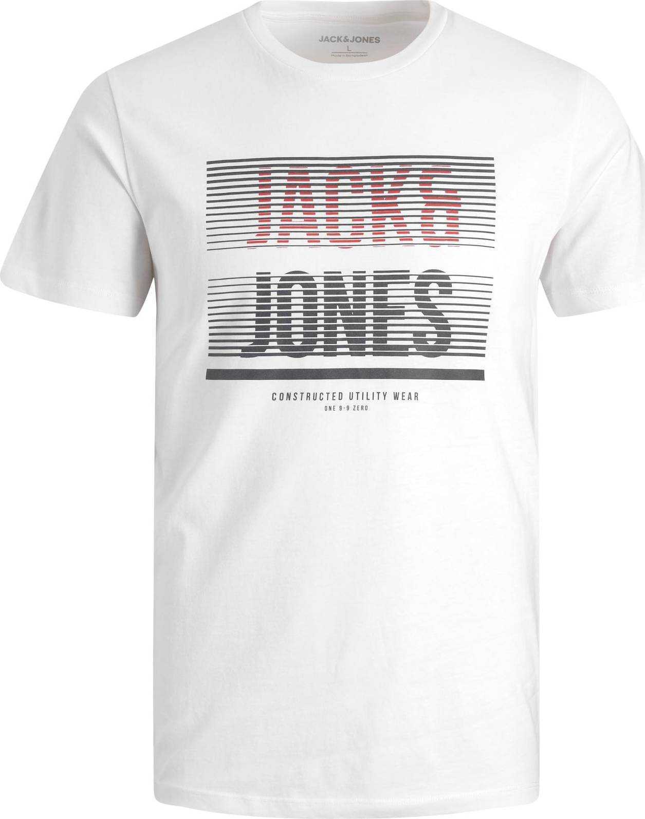 JACK & JONES Tričko 'Brix' červená / černá / bílá